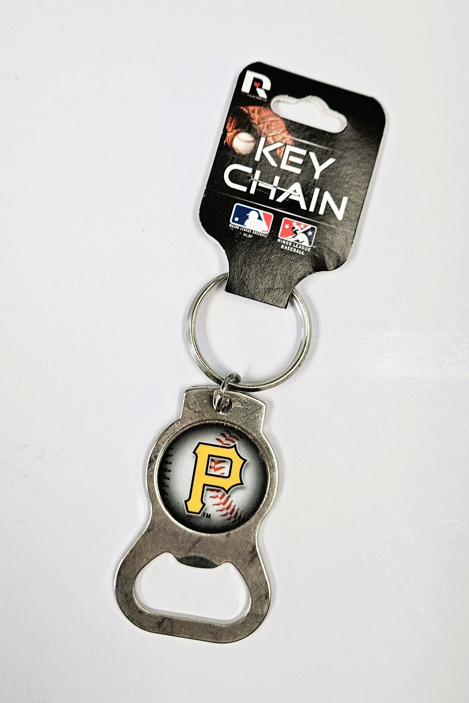 Pittsburgh Pirates Premium Solid Metal Bottle Opener Keychain, Silver Key Ring, Domed Team Logo, Officially Licensed
