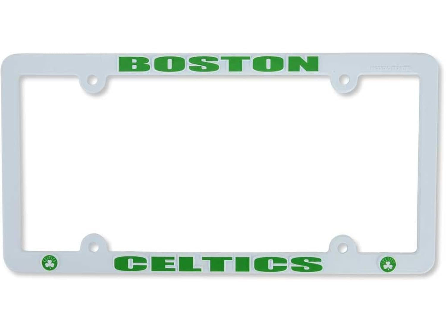Boston Celtics License Plate Frame Tag Cover, White Plastic, 12x6 Inch, Officially Licensed