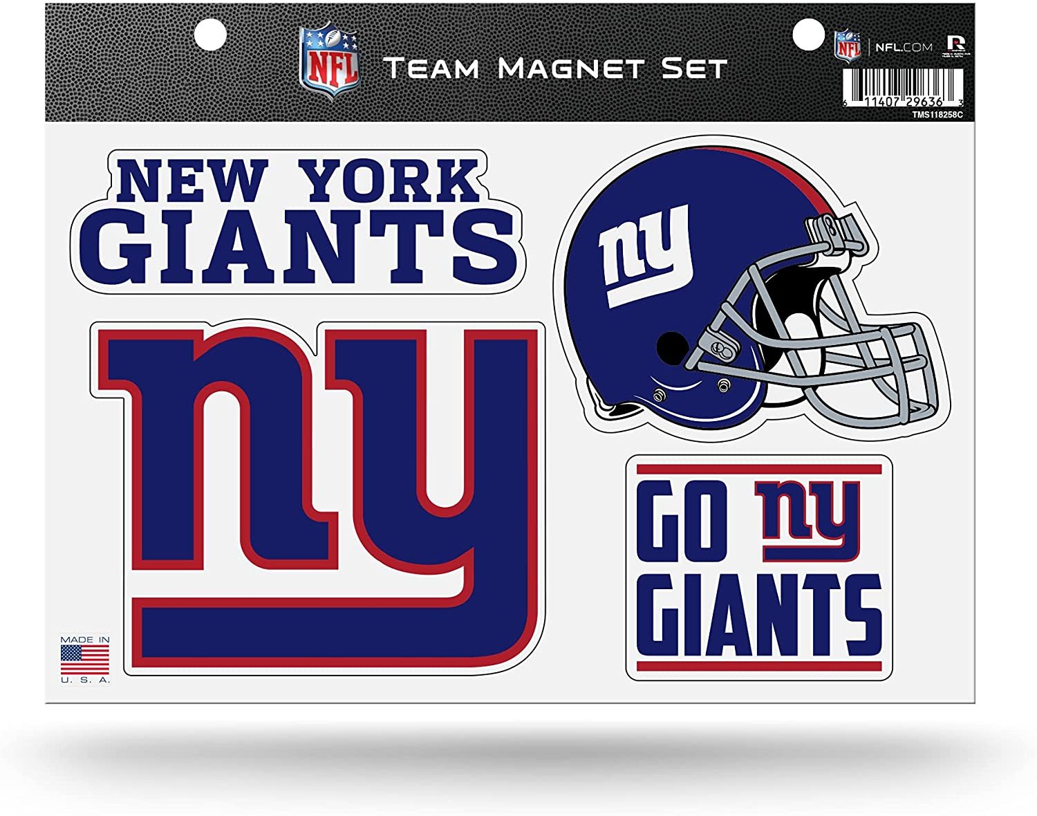 New York Giants 8.5x11 Inch Multi Team Magnet Set for Auto, Refrigerator, Fridge, Locker, Office Cabinet