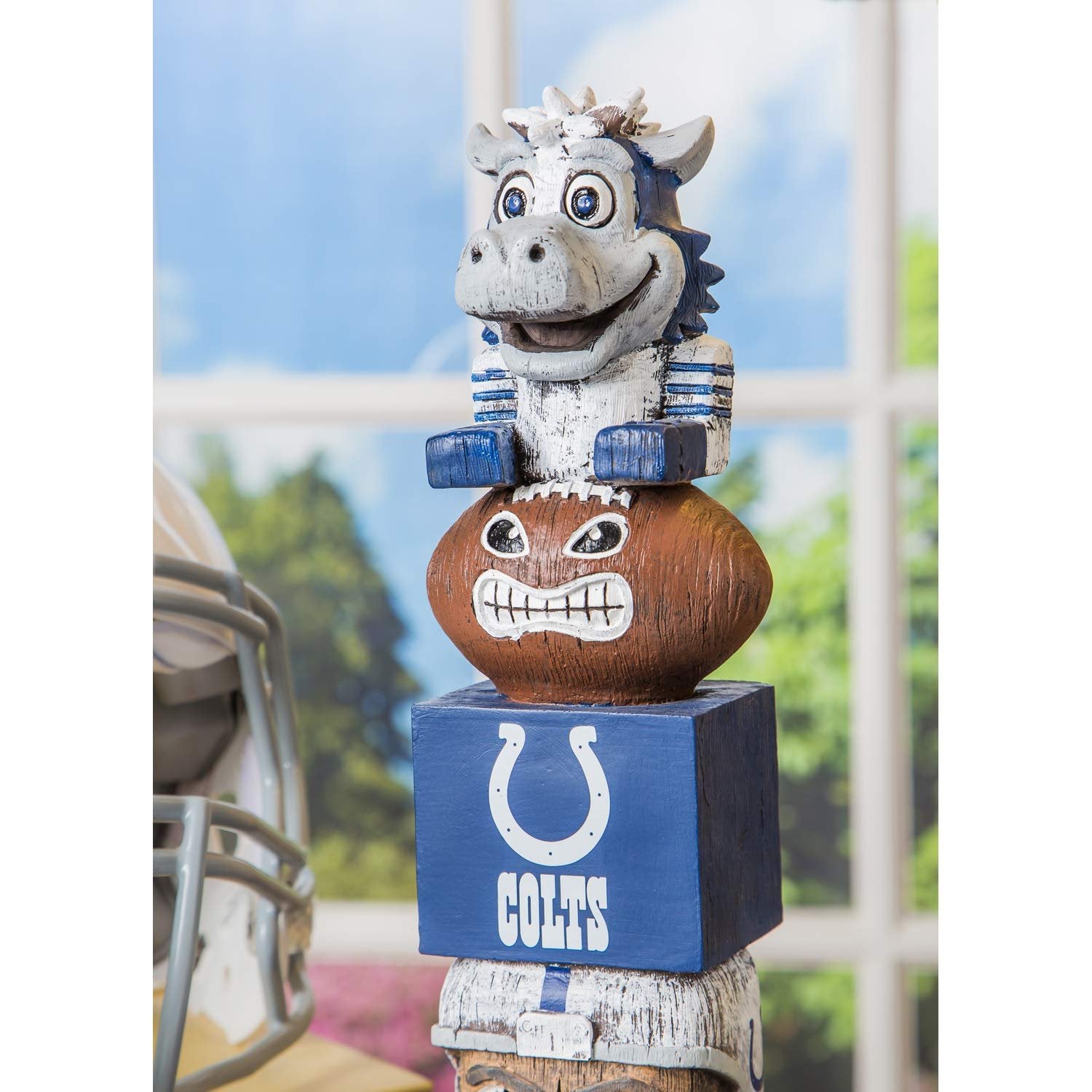 Indianapolis Colts Tiki Totem Garden Statue, Hand Painted Resin, 16 Inch, Indoor Outdoor Decor, Officially Licensed