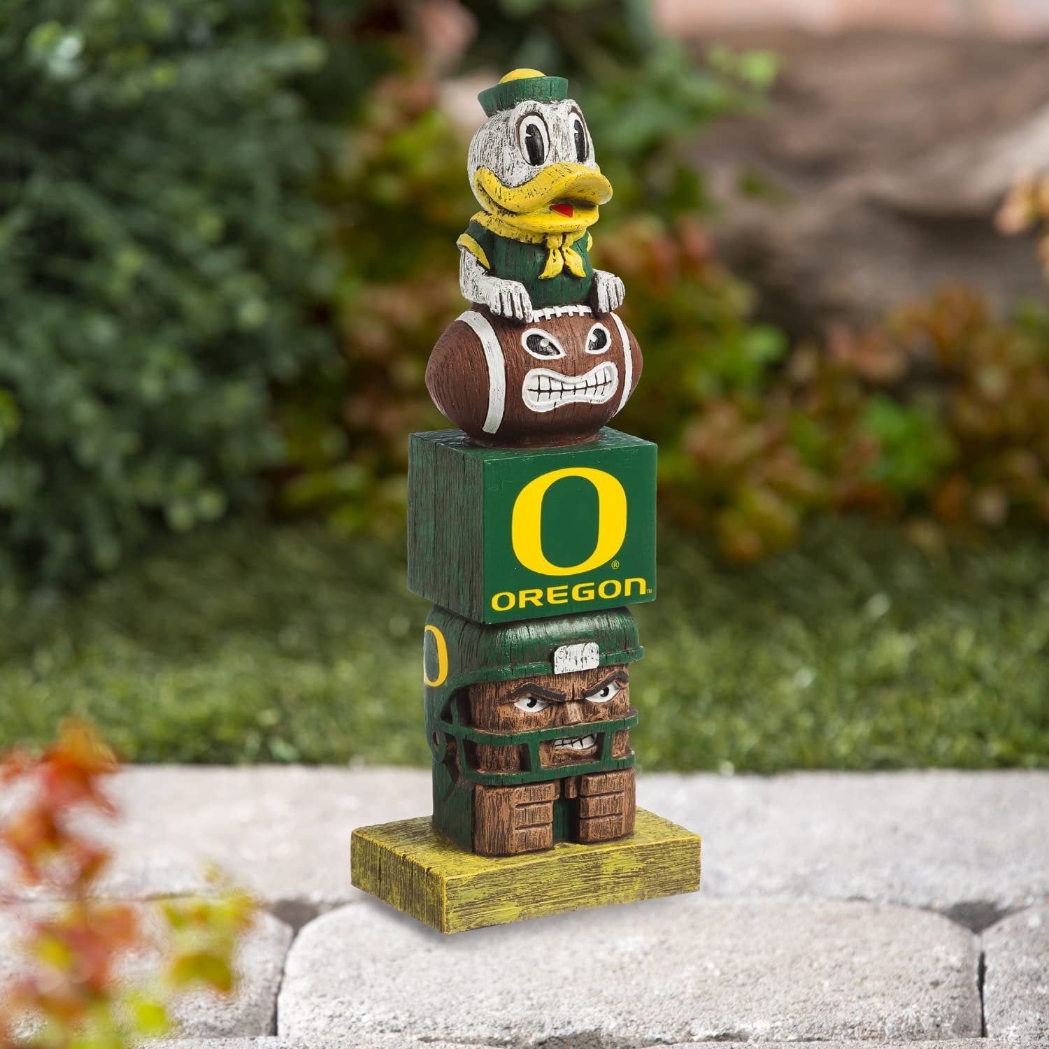 University of Oregon Ducks Tiki Totem Garden Statue, Hand Painted Resin, 16 Inch, Indoor Outdoor Decorative Sports Mascot, Officially Licensed