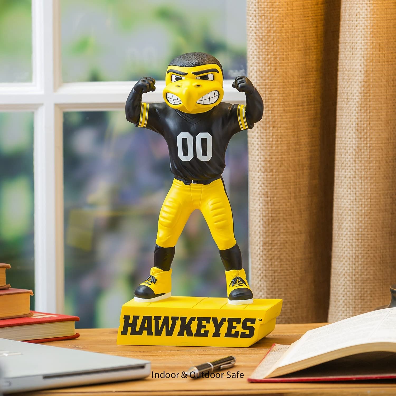 University of Iowa Hawkeyes Team Mascot Garden Statue, Hand Painted Resin, 12 Inch, Indoor Outdoor Decorative Sports Mascot, Officially Licensed