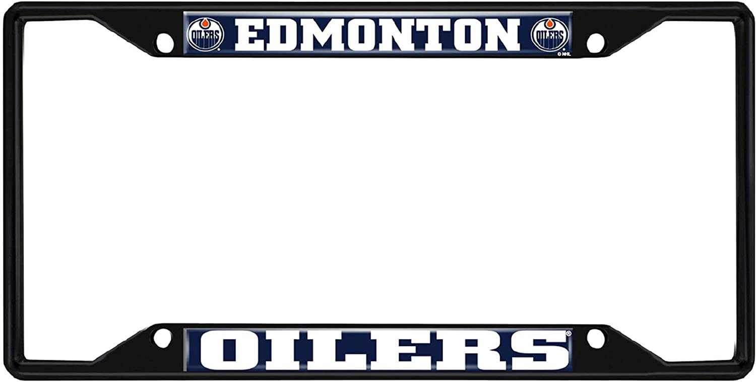 FANMATS 31382 Edmonton Oilers Metal License Plate Frame Black Finish
