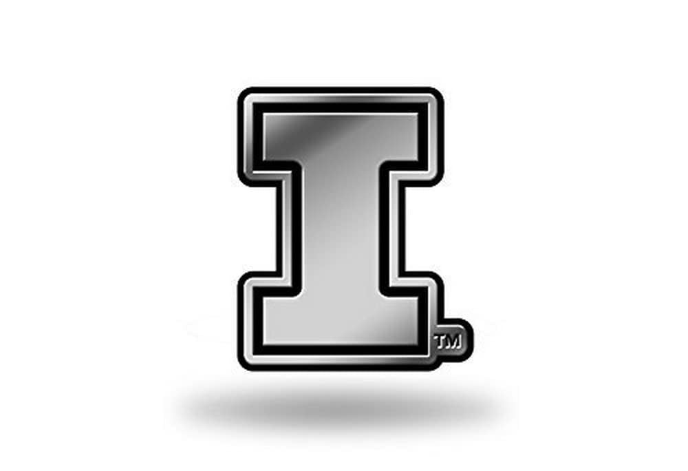 University of Illinois Illini Auto Emblem, Silver Chrome Color, Raised Molded Plastic, 3.5 Inch, Adhesive Tape Backing