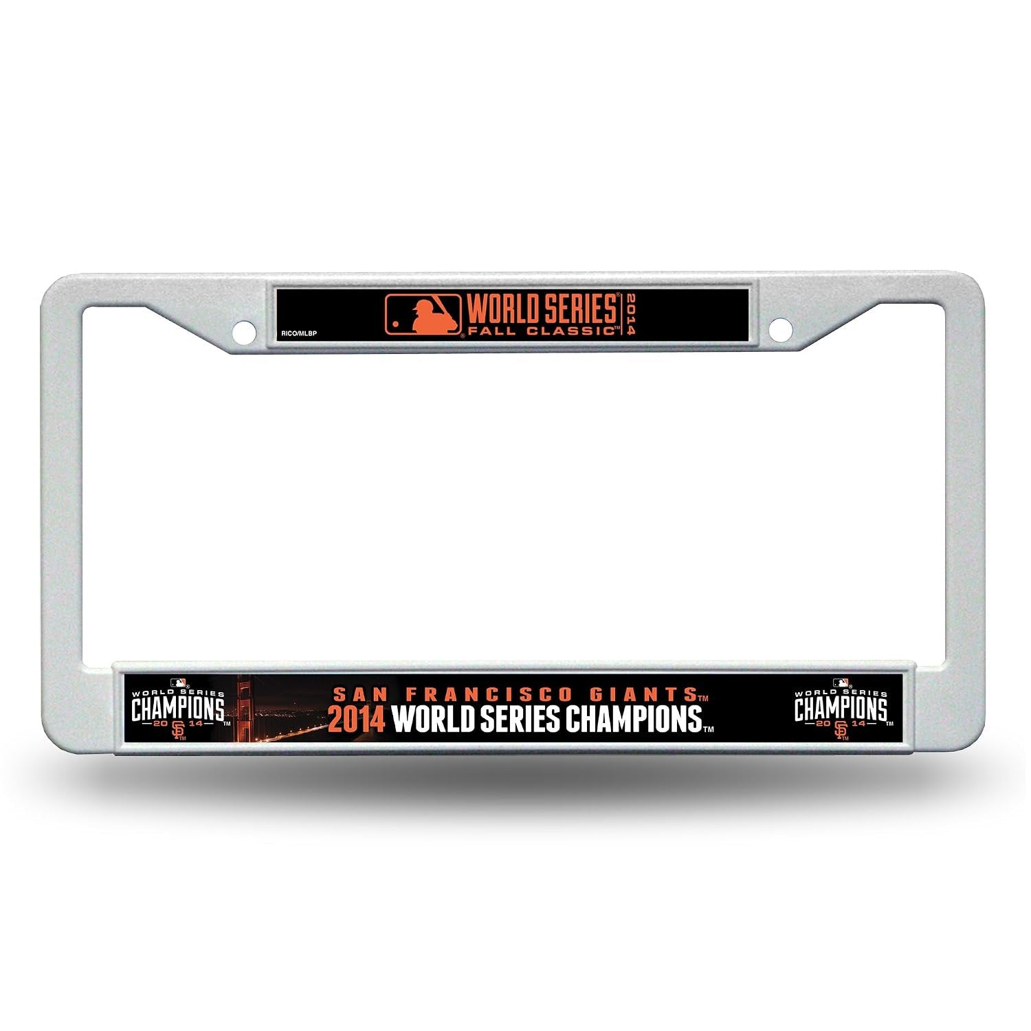 San Francisco Giants 2014 World Series Champions License Plate Frame Tag Cover, White Plastic, 12x6 Inch, Officially Licensed