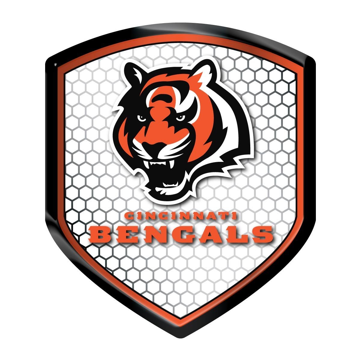 Cincinnati Bengals High Intensity Reflector, Shield Design, 2.5x3.5 Inch, Full Adhesive Backing, Officially Licensed