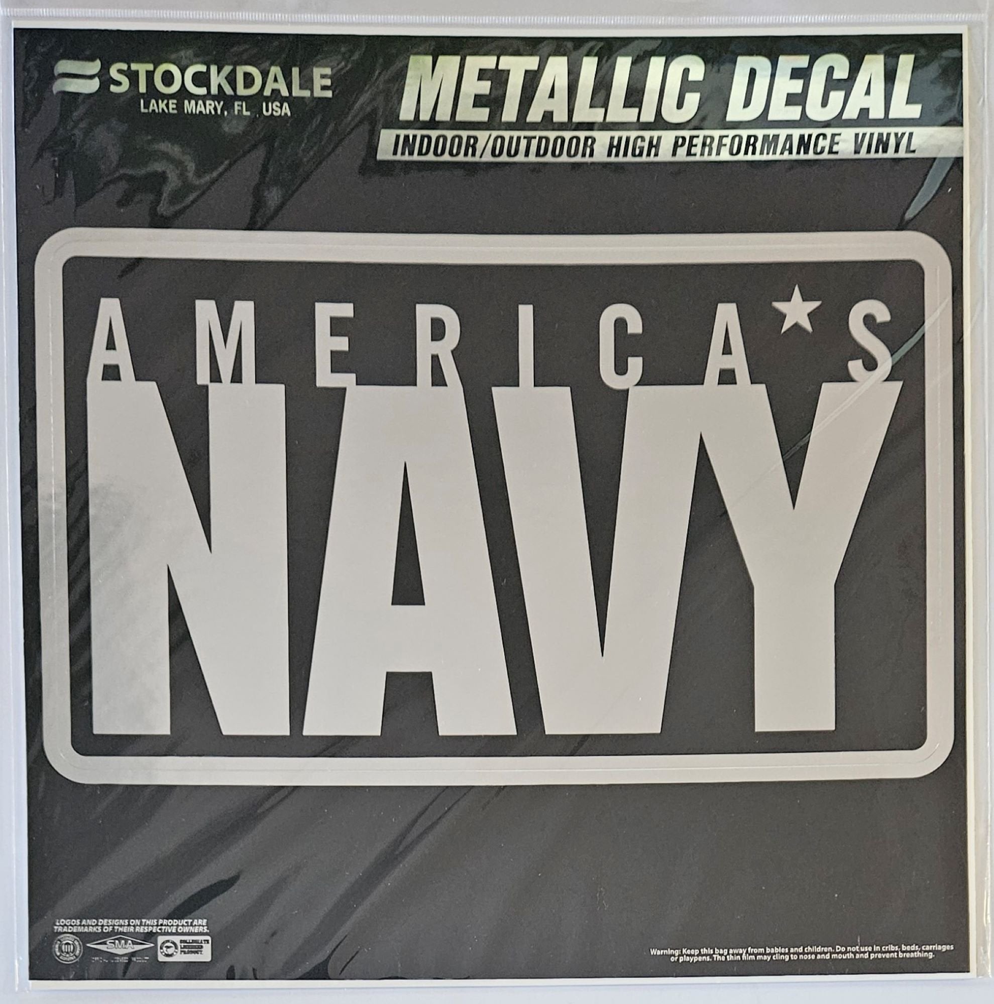 United States Navy Military Decal Sticker, Die Cut, 12 Inch, Chrome Shimmer Design, All Surface, Full Adhesive Backing, Officially Licensed