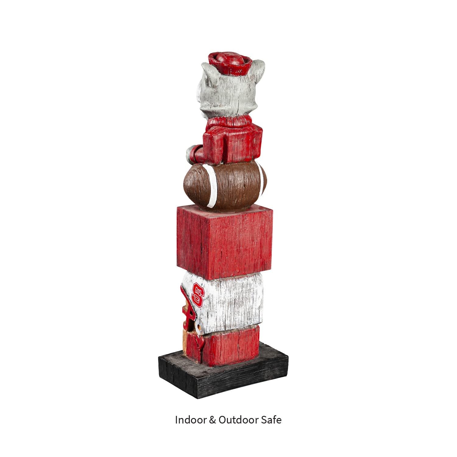 North Carolina State University Wolfpack Tiki Totem Garden Statue, Hand Painted Resin, 16 Inch, Indoor Outdoor Decor, Officially Licensed