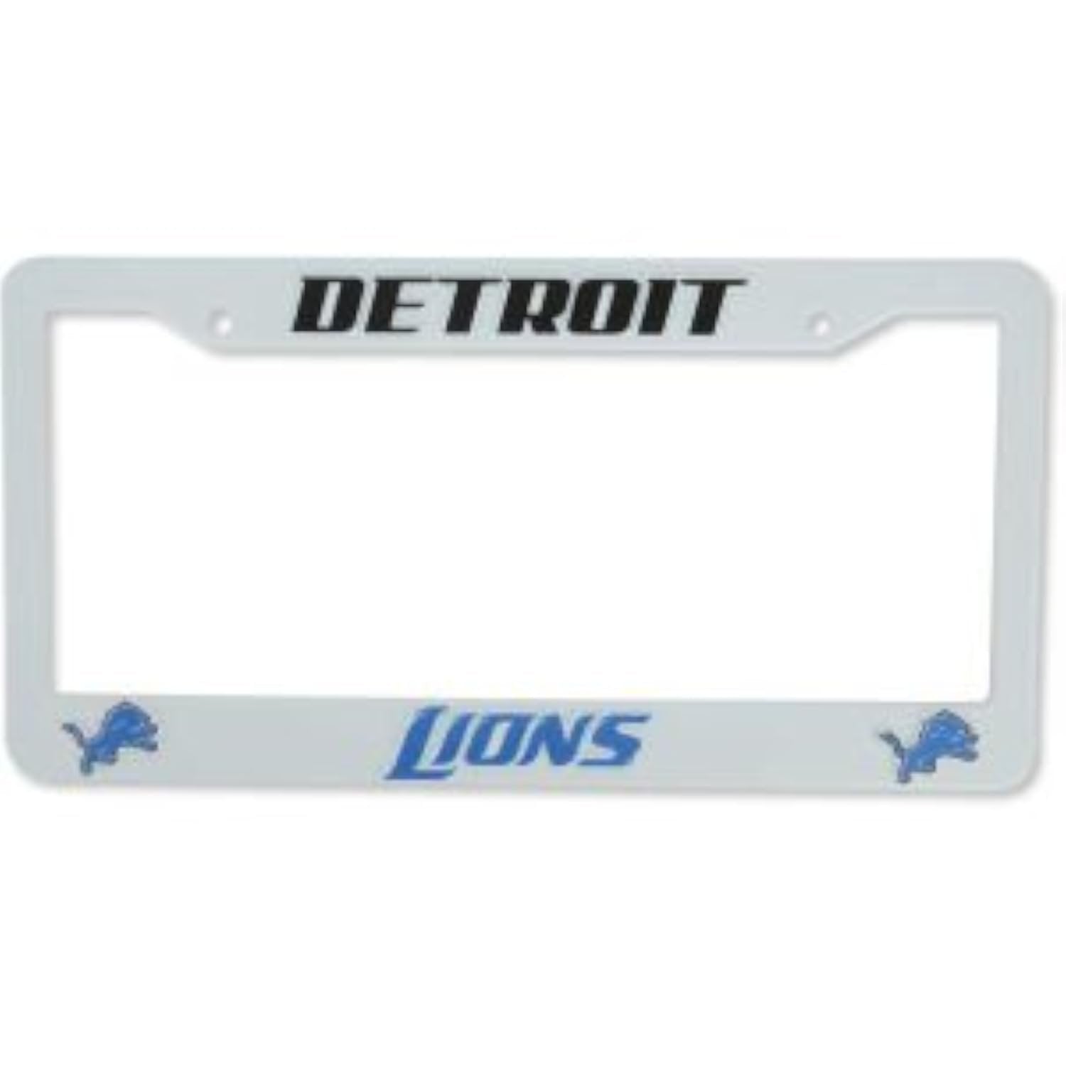 Detroit Lions License Plate Frame Tag Cover, White Plastic, 12x6 Inch, Officially Licensed