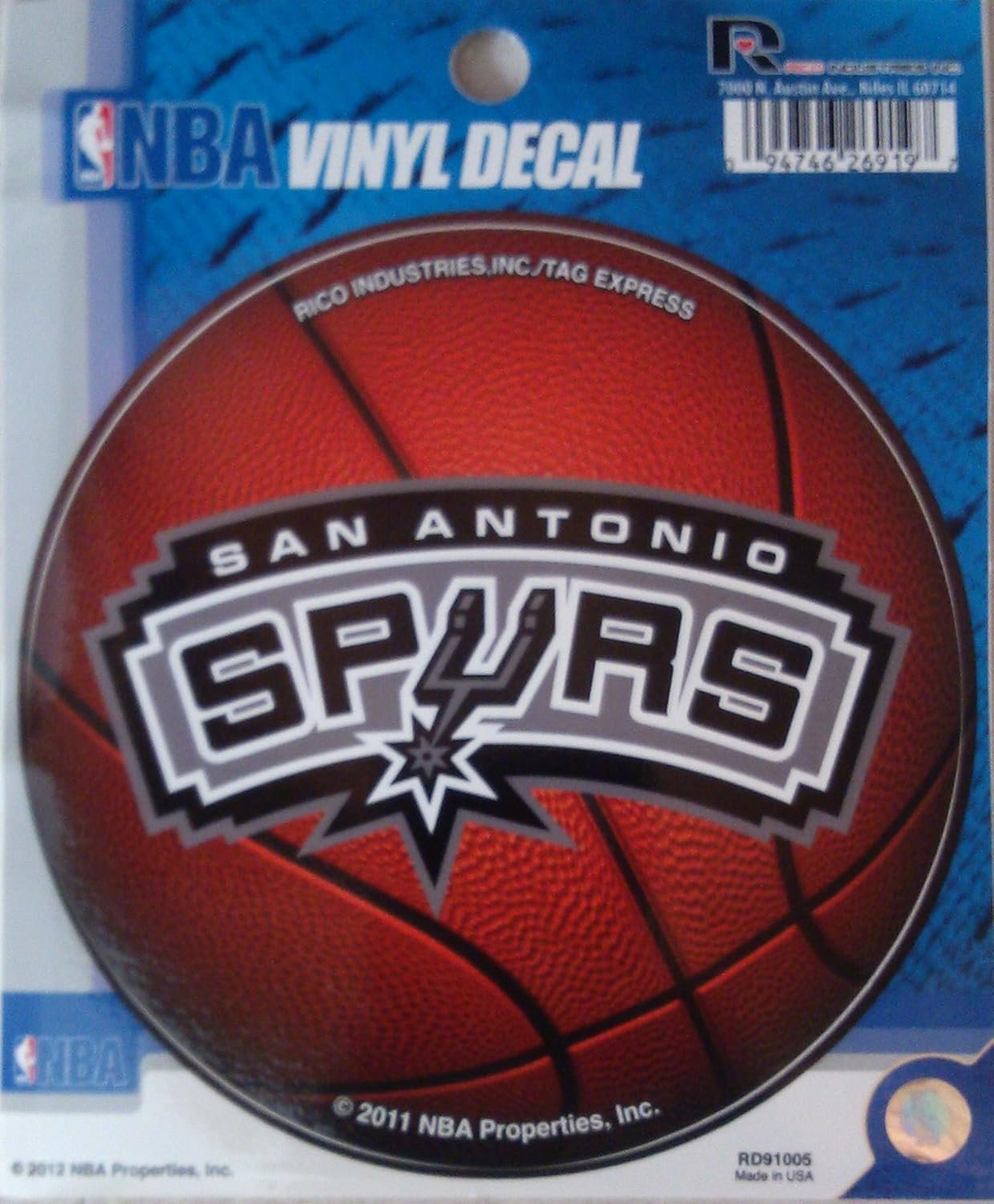 San Antonio Spurs 4 Inch Round Decal Sticker, Flat Vinyl, Full Adhesive Backing, Officially Licensed