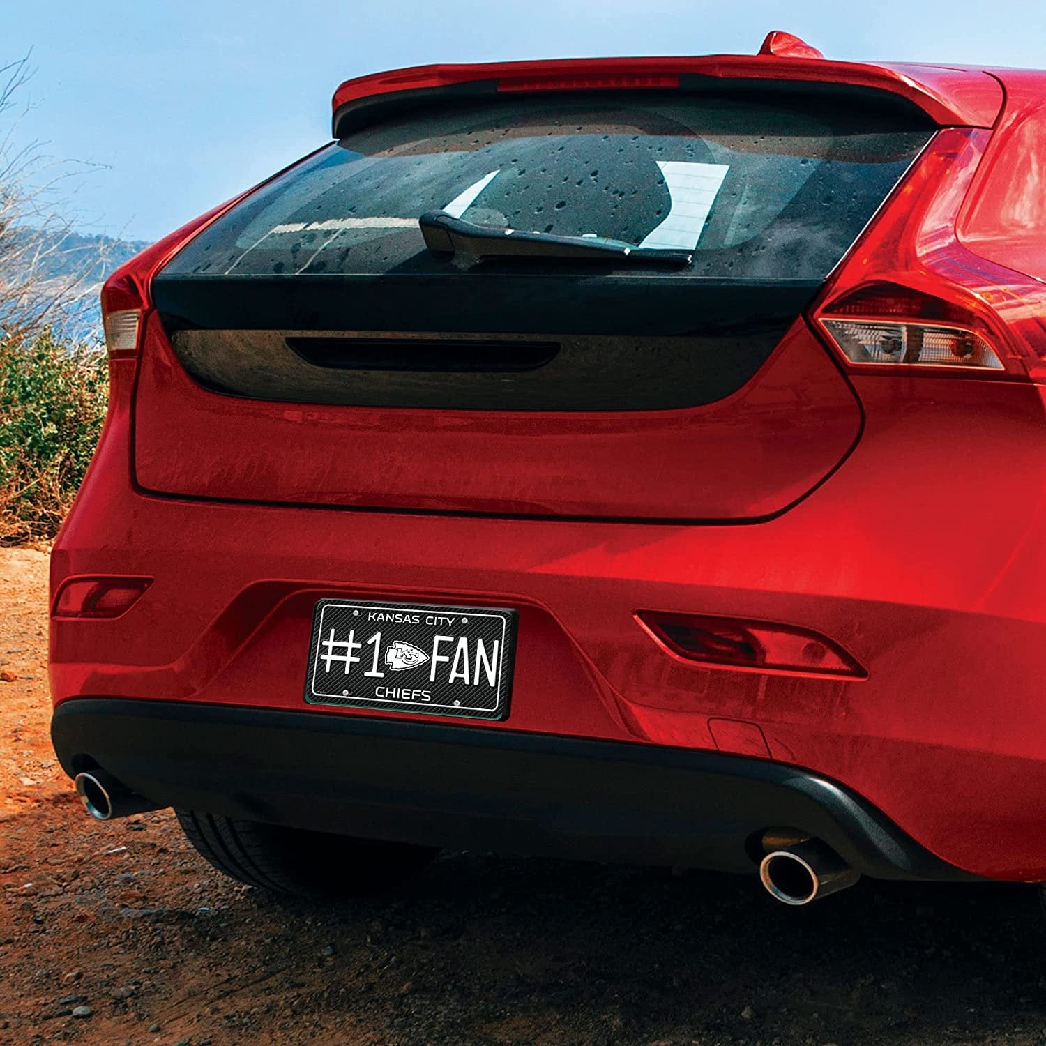 Kansas City Chiefs #1 Fan Metal License Plate Tag Carbon Fiber Design 12x6 Inch