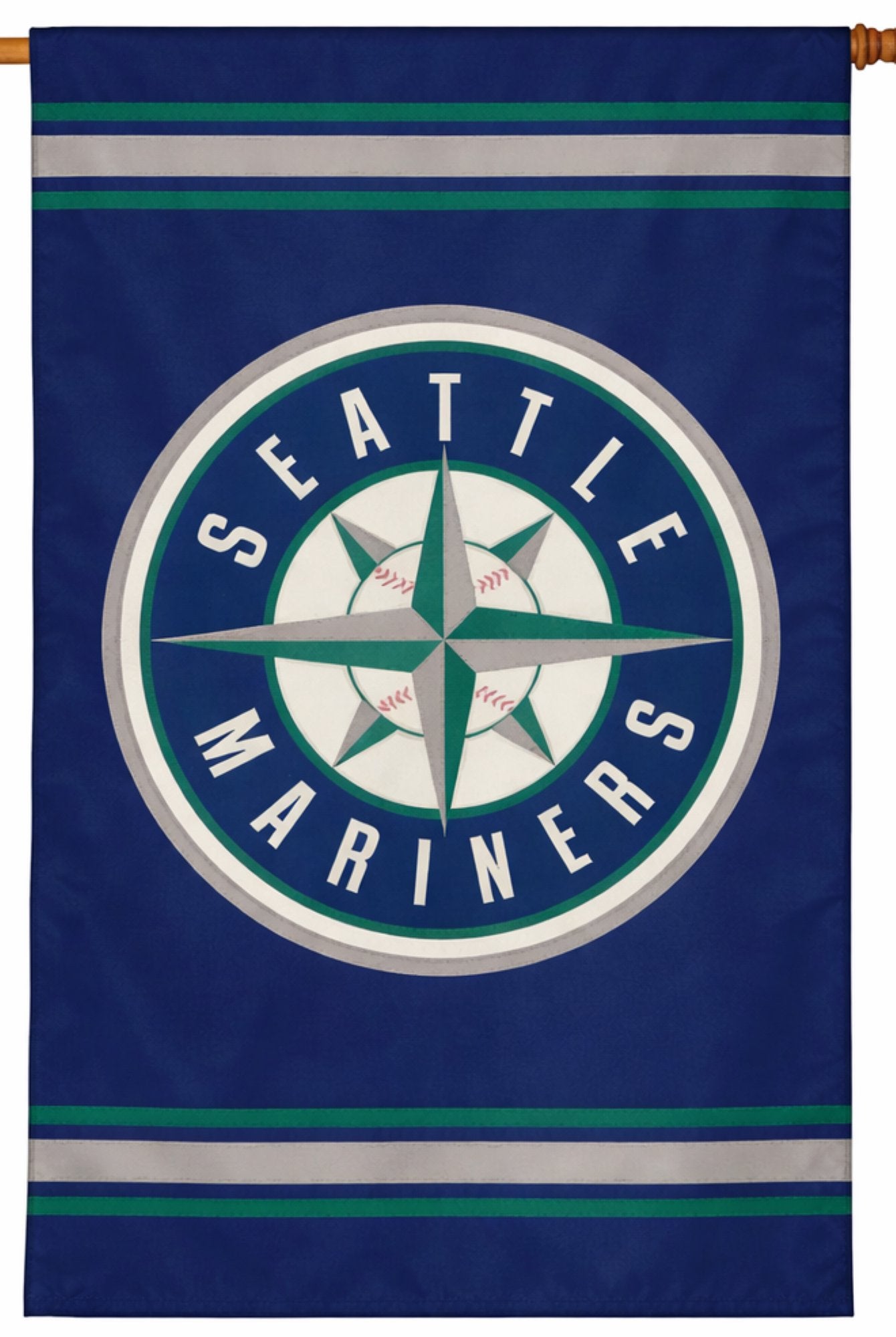 Seattle Mariners Premium Double Sided Banner Flag, Applique Embroidered, 28x44 Inches, Officially Licensed