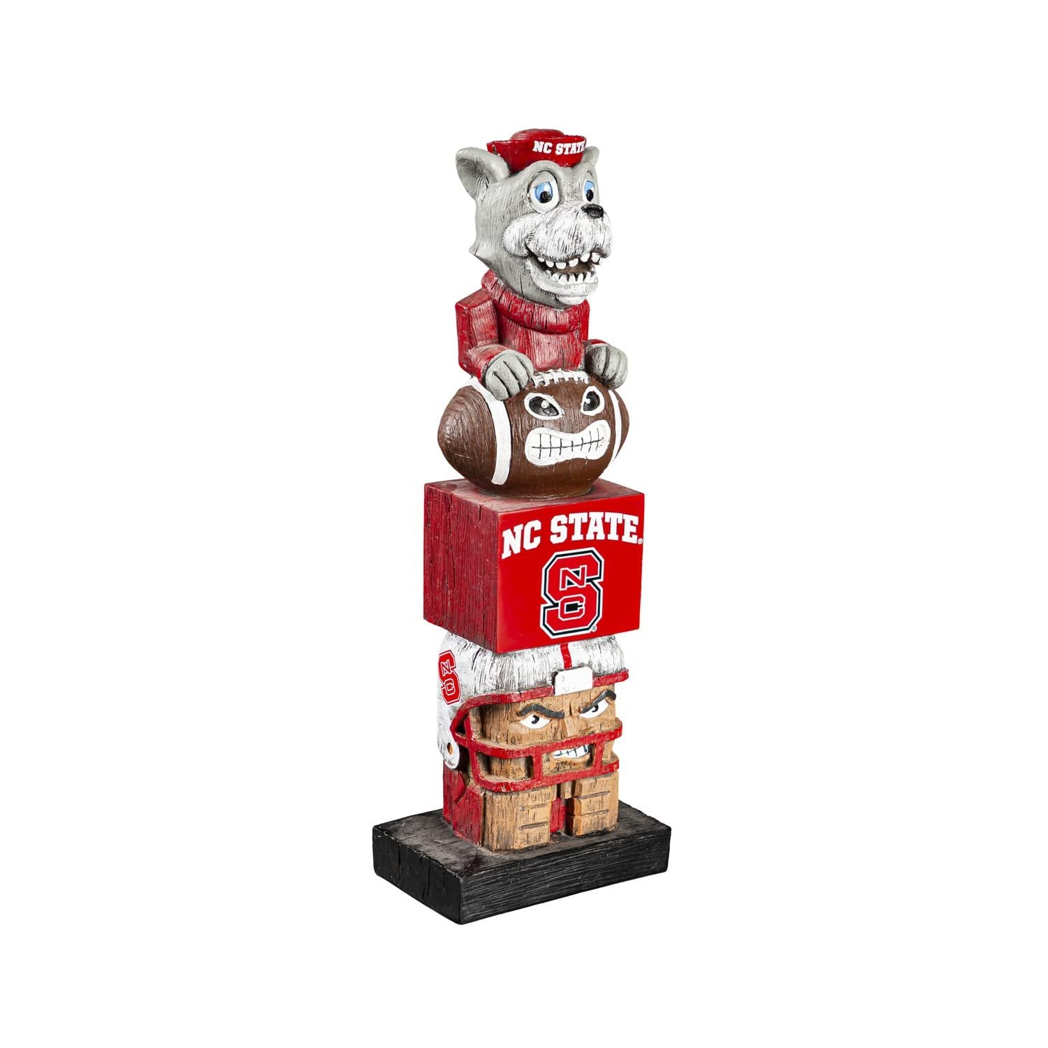 North Carolina State University Wolfpack Tiki Totem Garden Statue, Hand Painted Resin, 16 Inch, Indoor Outdoor Decor, Officially Licensed