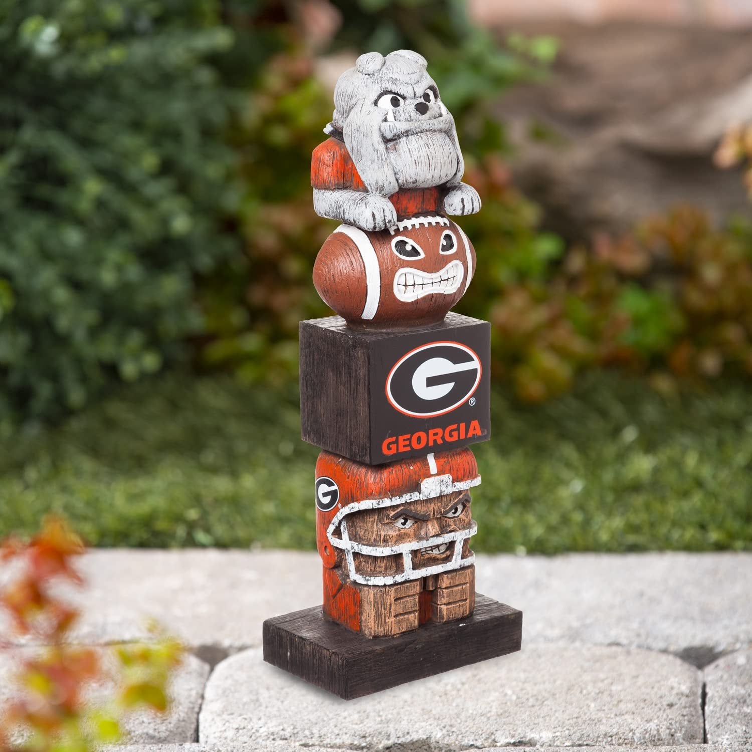 University of Georgia Bulldogs Tiki Totem Garden Statue, Hand Painted Resin, 16 Inch, Indoor Outdoor Decor, Officially Licensed