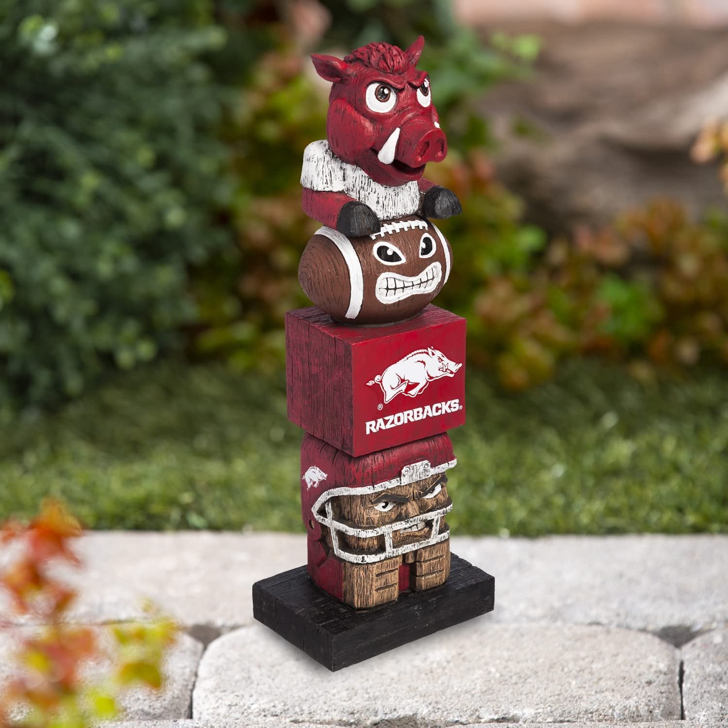 University of Arkansas Razorbacks Tiki Totem Garden Statue, Hand Painted Resin, 16 Inch, Indoor Outdoor Decor, Officially Licensed