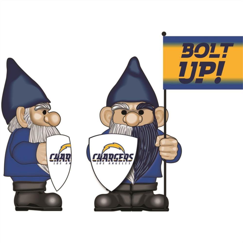 Los Angeles Chargers 10 Inch Garden Gnome Statue holding Team Flag, Indoor or Outdoor Decoration, Officially Licensed Merchandise