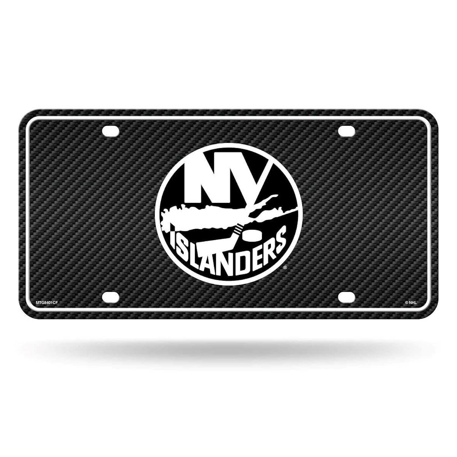 New York Islanders Premium Metal Tag License Plate, Carbon Fiber Design, 12x6 inch, Pre-Drilled Holes, Officially Licensed