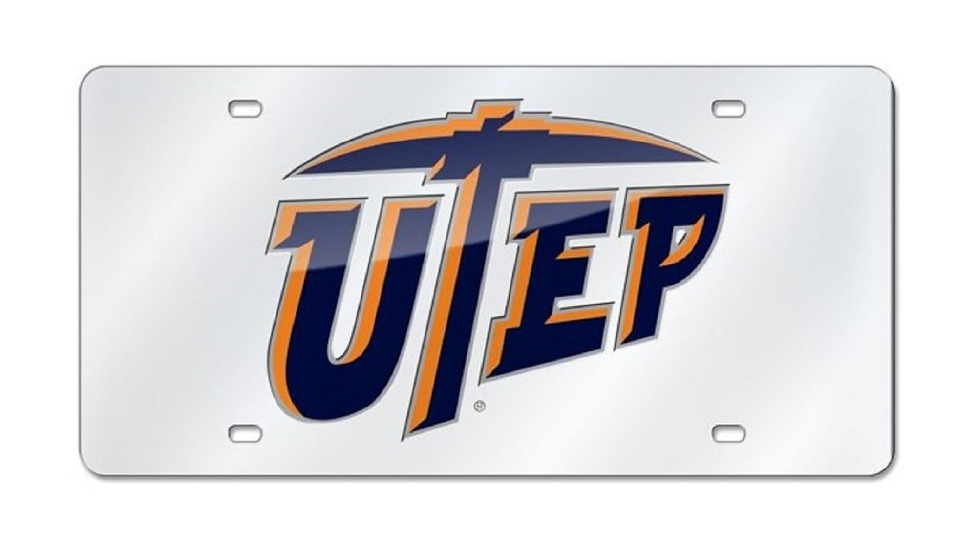 University of Texas El Paso UTEP Miners Premium Laser Cut Tag License Plate, Mirrored Acrylic Inlaid, 12x6 Inch