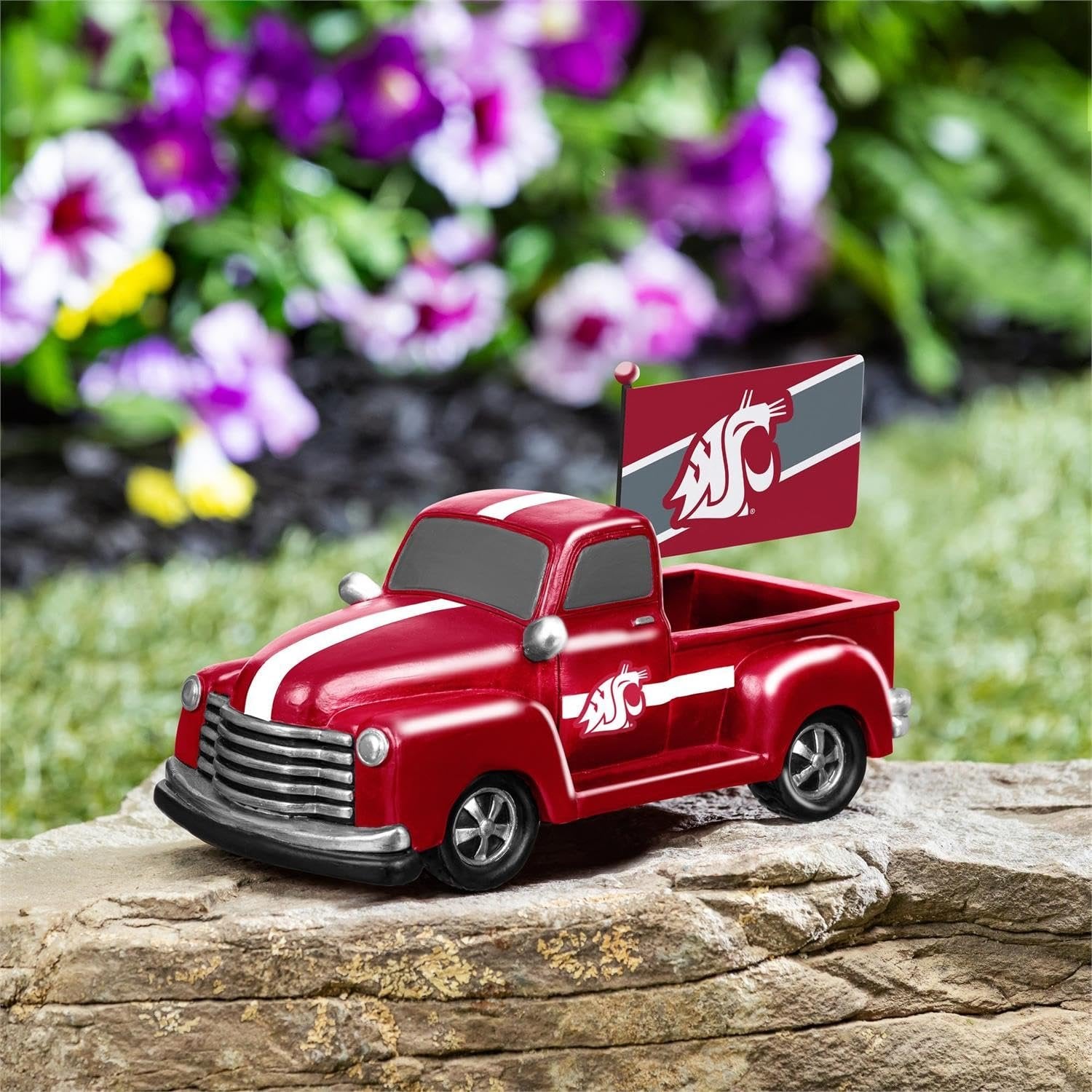 Washington State University Cougars 9 Inch Metal Rally Truck Statue, Outdoor Garden or Indoor Fan Decor, Sports Fan Collectible Figurine, Officially Licensed
