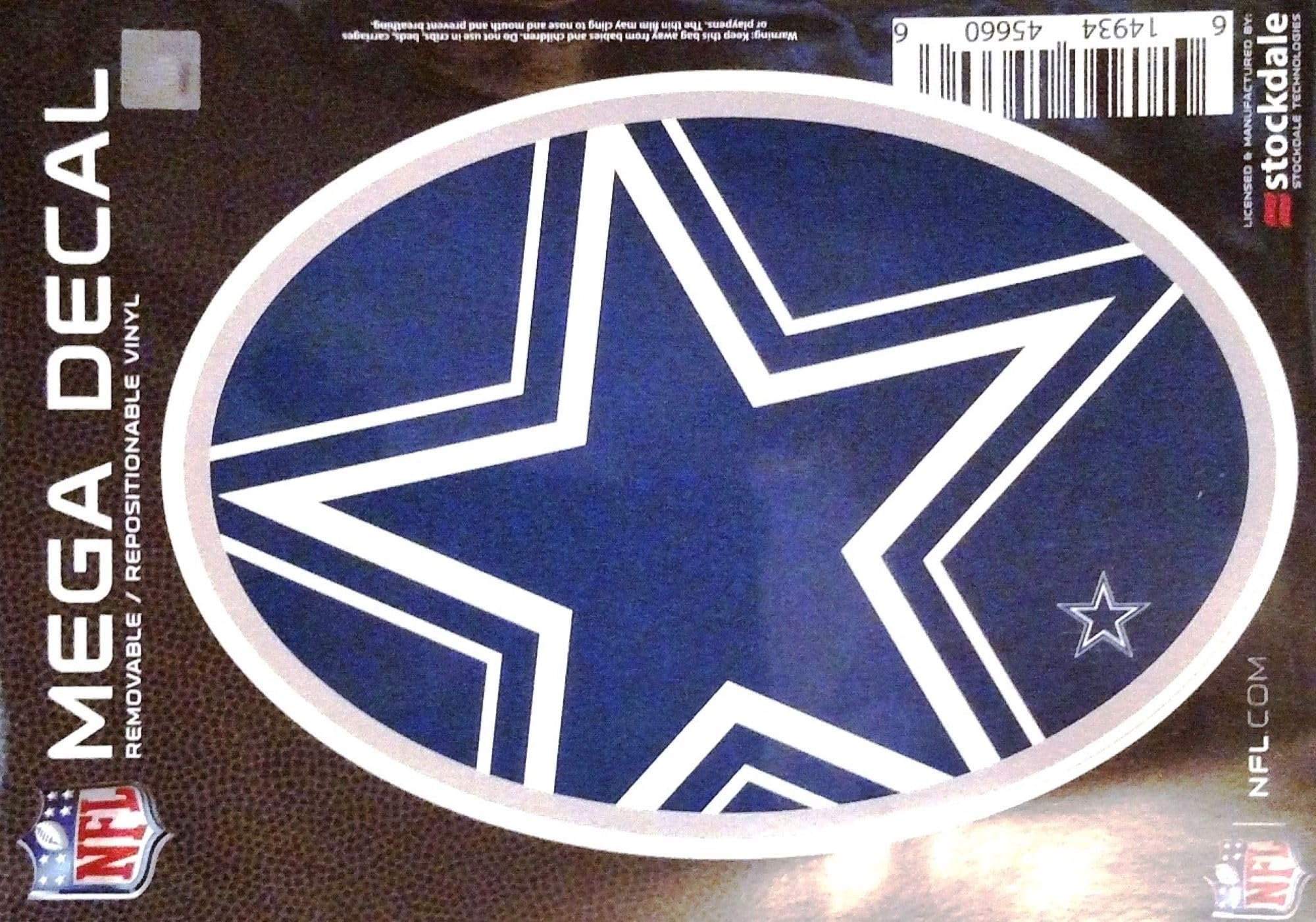 Dallas Cowboys 5 Inch Oval Mega Logo Decal Sticker, Flat Vinyl, Officially Licensed NFL, Made in USA