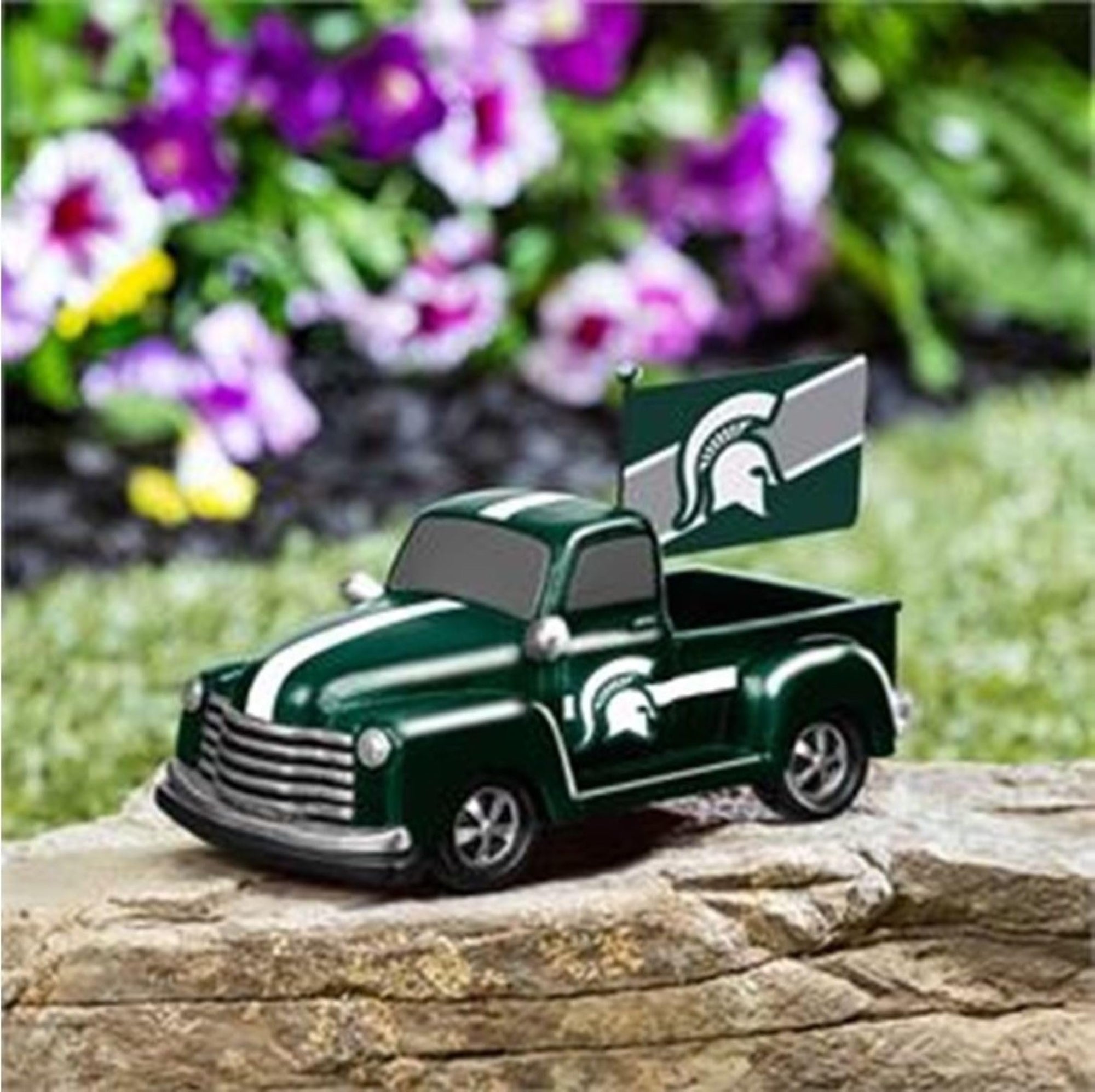 Michigan State University Spartans 9 Inch Metal Rally Truck Statue, Outdoor Garden or Indoor Fan Decor, Sports Fan Collectible Figurine, Officially Licensed