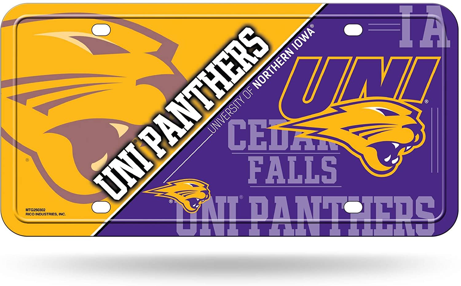 University of Northern Iowa Panthers Metal Auto Tag License Plate, Split Design, 6x12 Inch