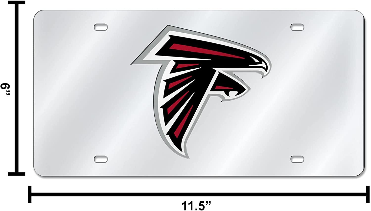 Atlanta Falcons Premium Laser Cut Tag License Plate, Mirrored Acrylic Inlaid, 12x6 Inch