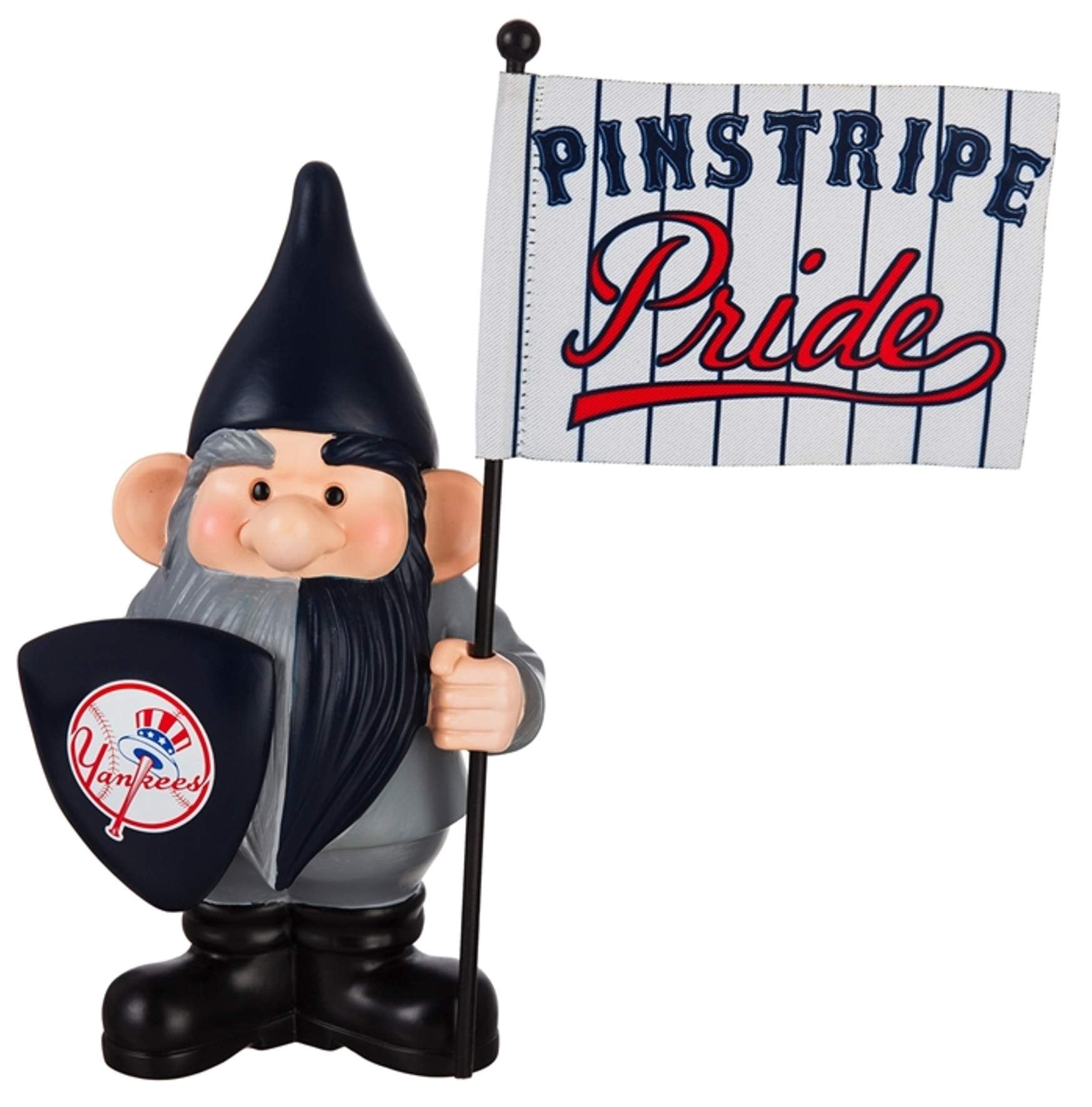 New York Yankees 10 Inch Garden Gnome Statue Holding Team Flag, Indoor or Outdoor Decoration, Officially Licensed