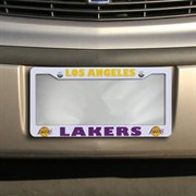 Los Angeles Lakers License Plate Frame Tag Cover, White Plastic, 12x6 Inch, Officially Licensed