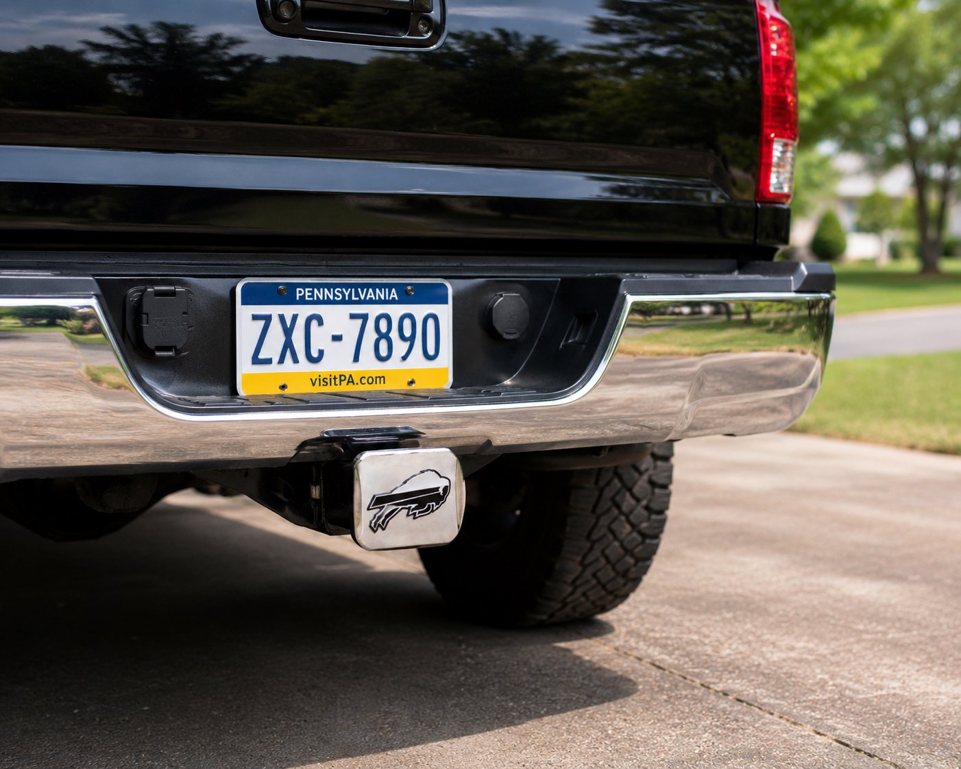 Buffalo Bills Hitch Cover Premium Solid Metal with Raised Chrome Metal Emblem 2" Square Type III, Officially Licensed