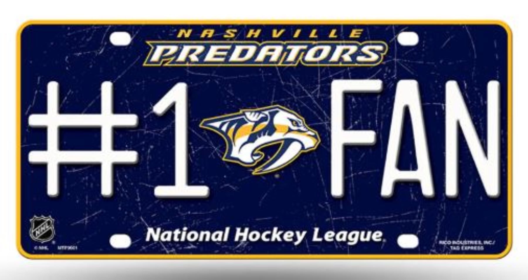Nashville Predators Premium Metal Tag License Plate, Cracked Ice Design, 12x6 Inch, Pre-Drilled Holes, Officially Licensed