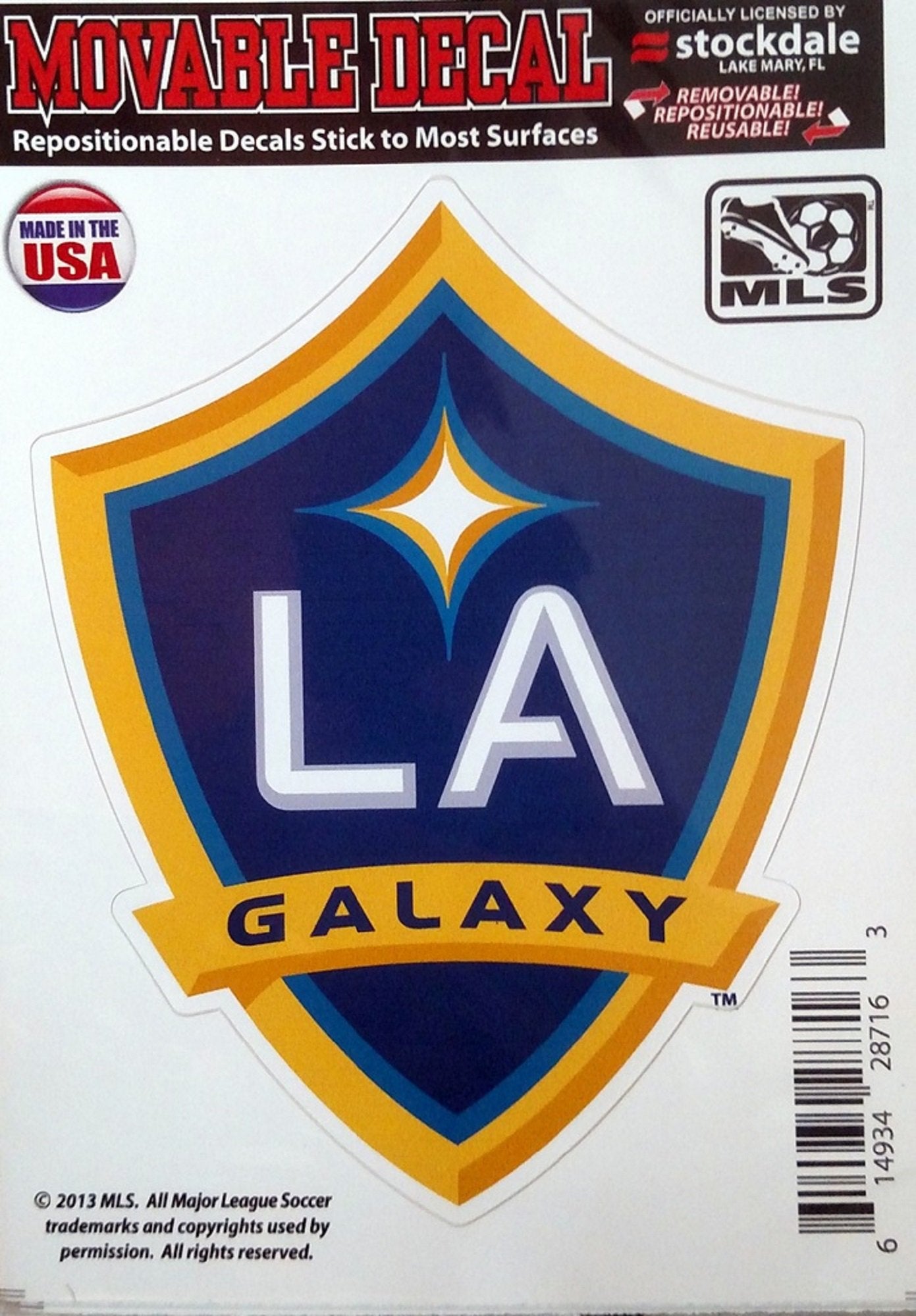 Los Angeles Galaxy LA 5 Inch Die Cut Moveable Decal Sticker, Primary Logo, Flat Vinyl, Full Adhesive Backing, Peel and Stick Application, Officially Licensed, Made in the USA