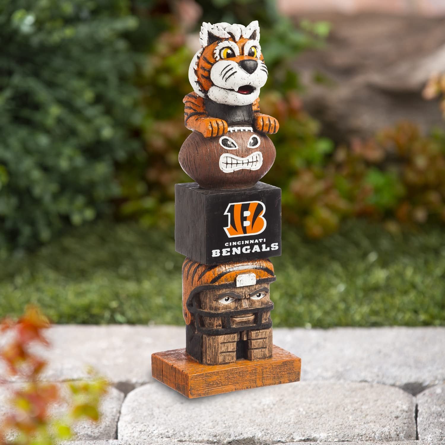 Cincinnati Bengals Tiki Totem Garden Statue, Hand Painted Resin, 16 Inch, Indoor Outdoor Decor, Officially Licensed