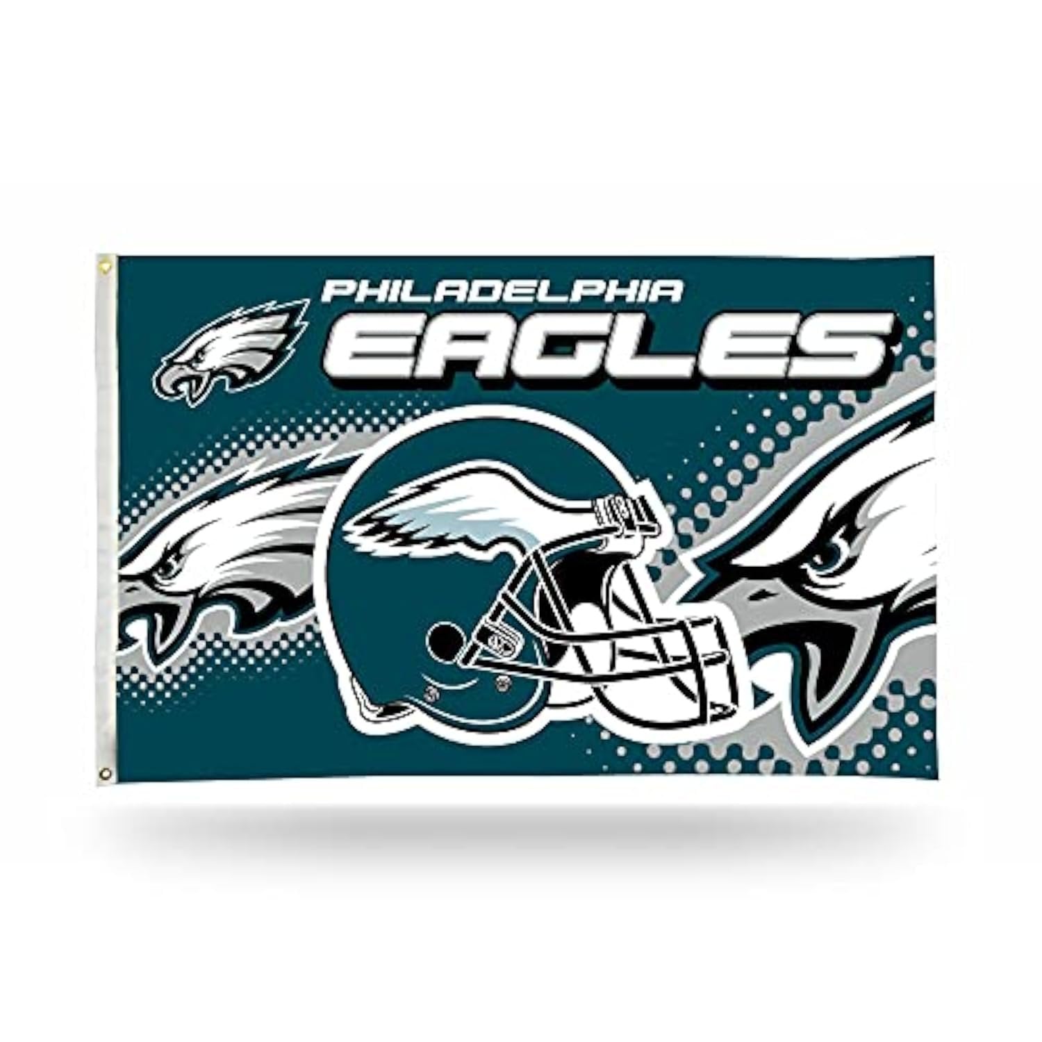 Philadelphia Eagles Premium 3x5 Feet Flag Banner, Helmet Design, Polyester, Metal Grommets, Officially Licensed