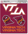 Virginia Tech Hokies 6-Piece Decal Sticker Set, 5x6 Inch Sheet, Gift for football fans for any hard surfaces around home, automotive, personal items