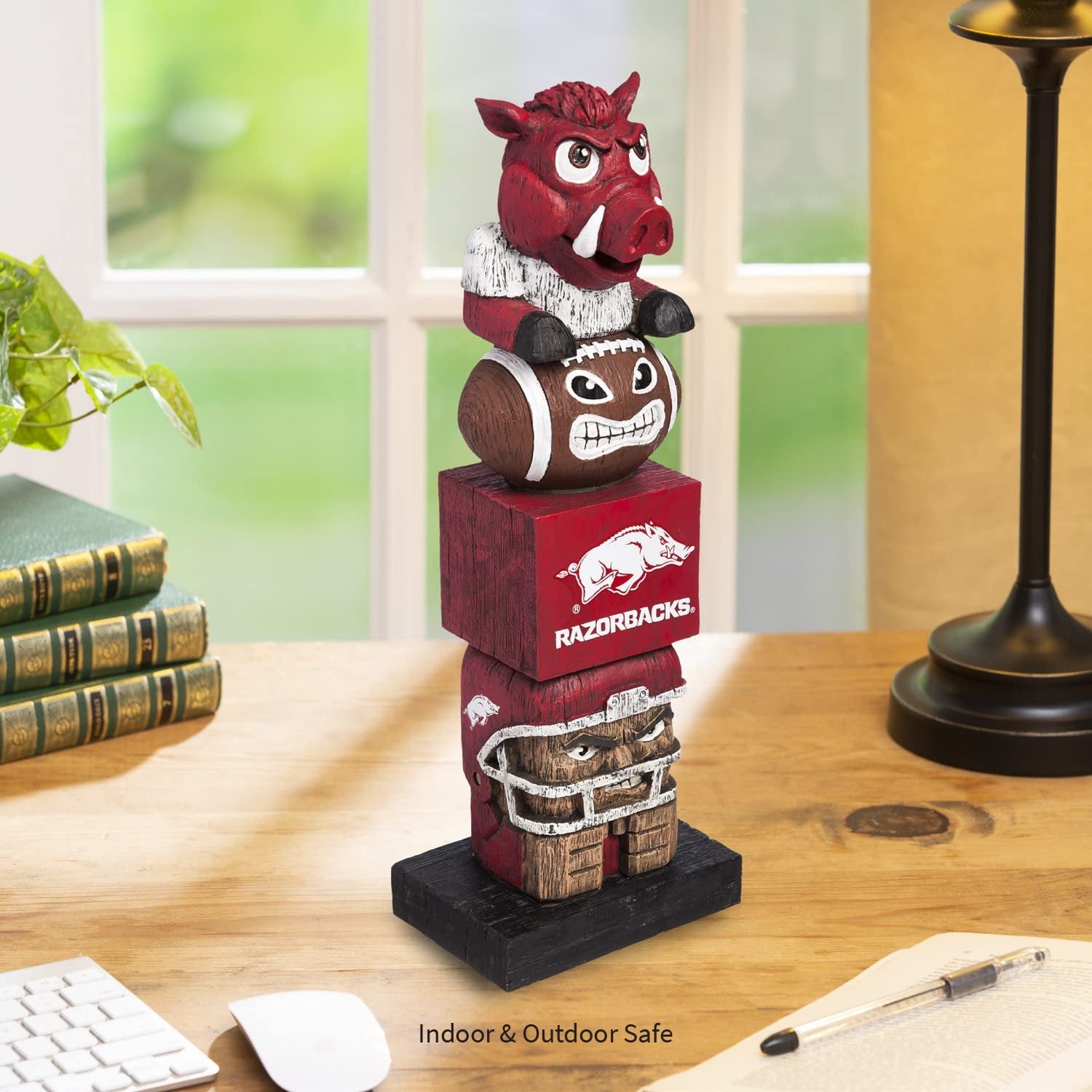 University of Arkansas Razorbacks Tiki Totem Garden Statue, Hand Painted Resin, 16 Inch, Indoor Outdoor Decor, Officially Licensed