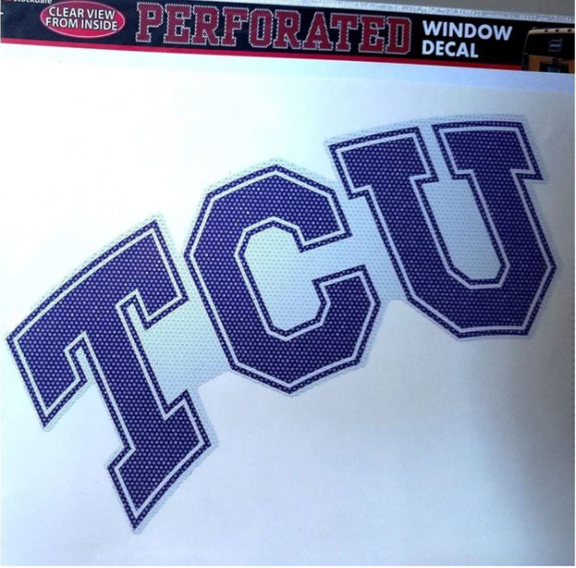 Texas Christian University Horned Frogs Tcu 8 Inch Preforated Window Film Decal Sticker, One-Way Vision Technology, Peel & Stick Application, Officially Licensed