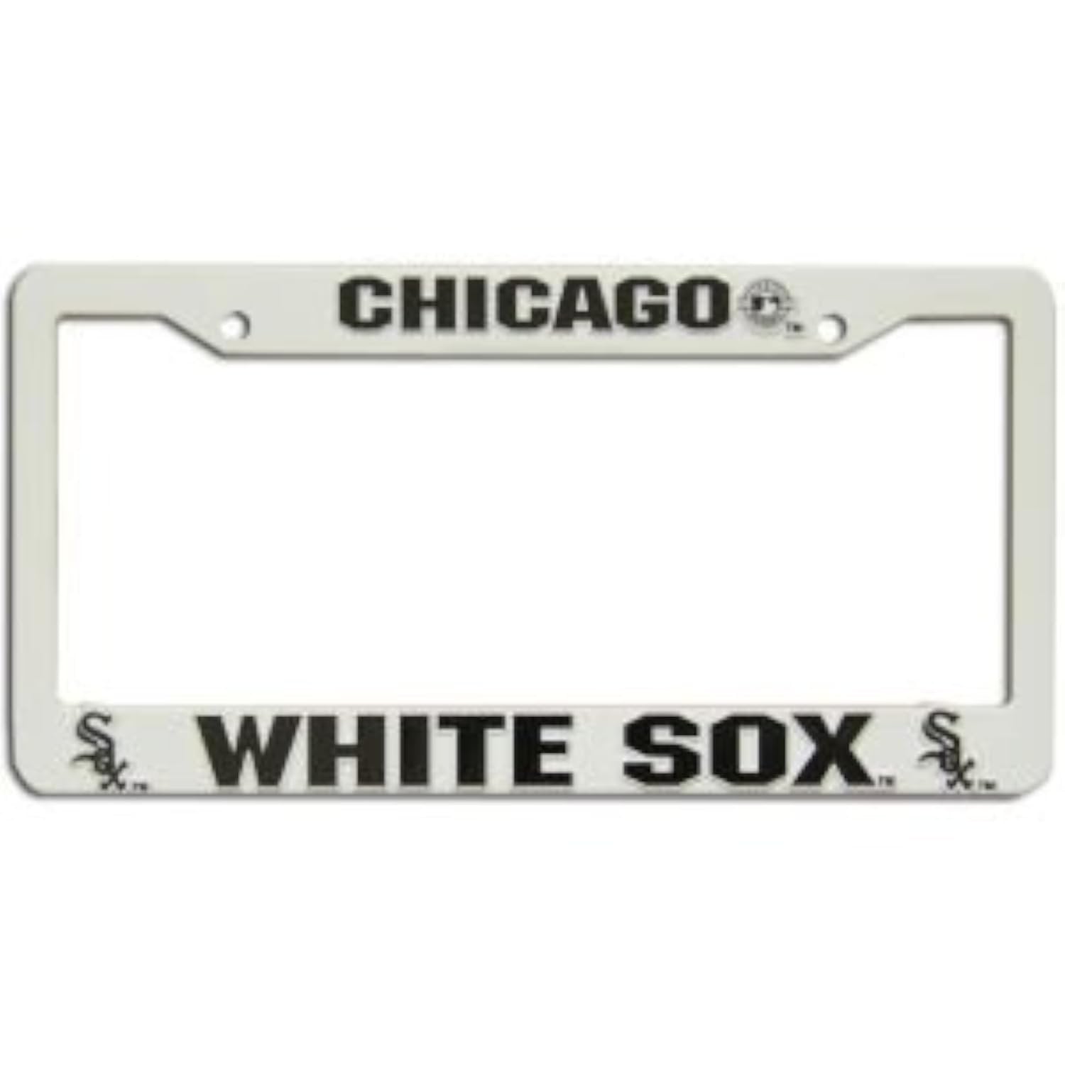 Chicago White Sox License Plate Frame Tag Cover, White Plastic, 12x6 Inch, Officially Licensed