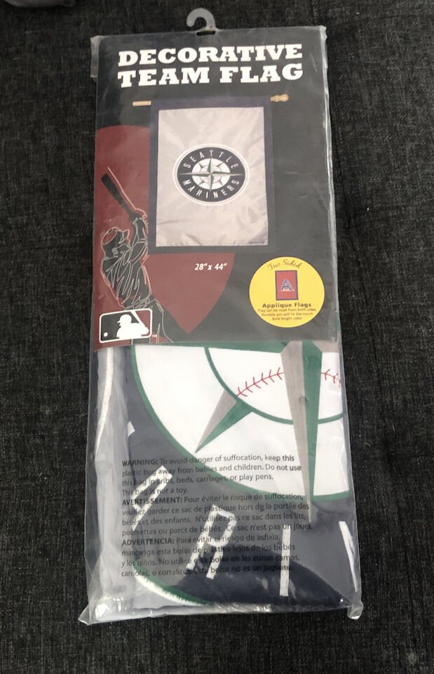 Seattle Mariners Premium Double Sided House Flag Banner, Applique Embroidered, 28x44 Inch