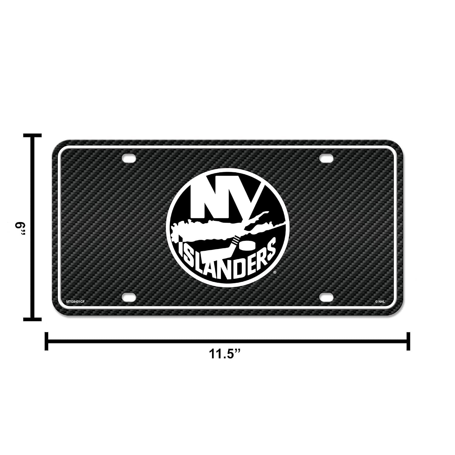 New York Islanders Premium Metal Tag License Plate, Carbon Fiber Design, 12x6 inch, Pre-Drilled Holes, Officially Licensed