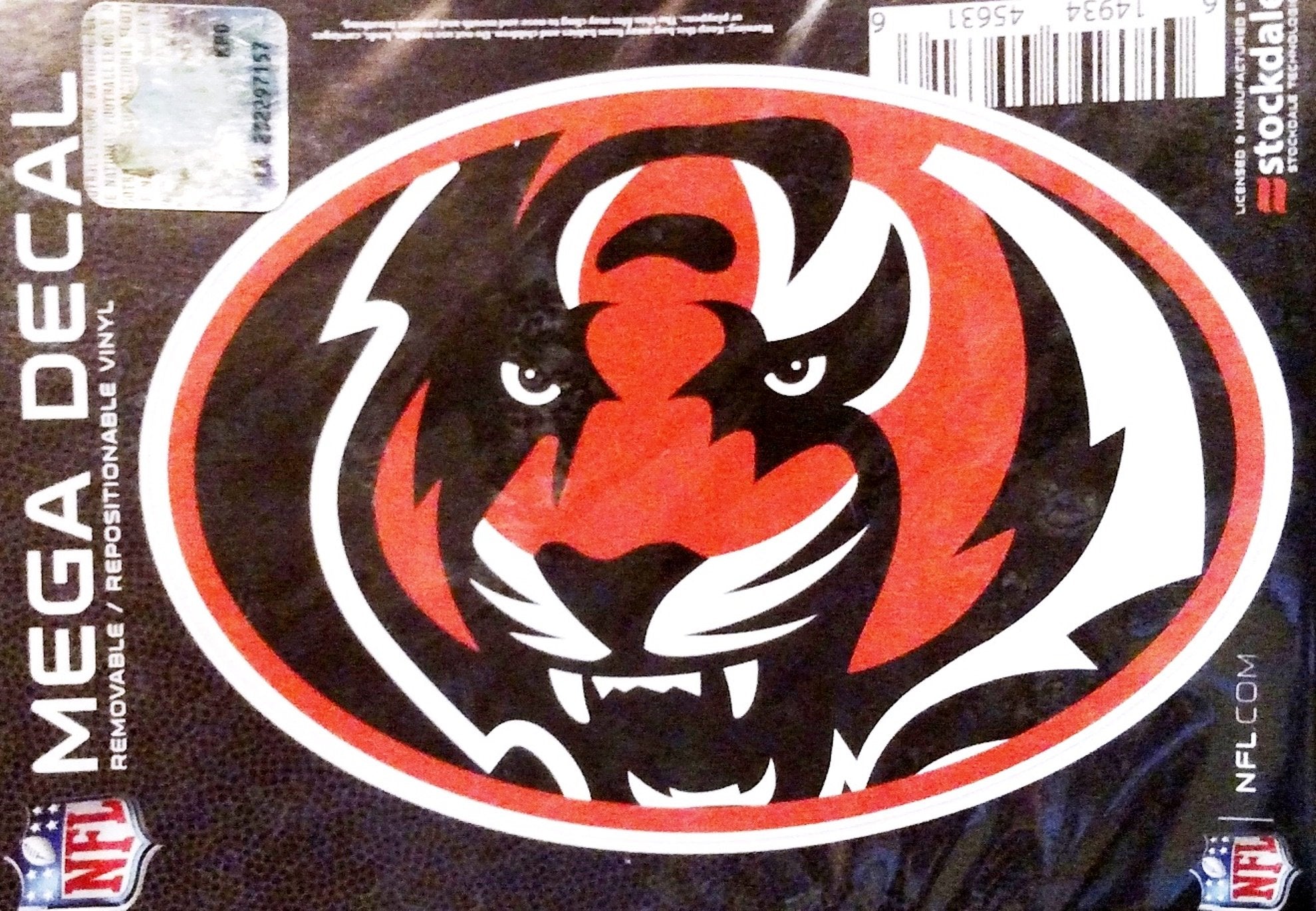Cincinnati Bengals 5 Inch Oval Sticker Decal, Mega Logo, Flat Vinyl, Full Adhesive Backing, Peel and Stick Application, Officially Licensed, Made in the USA