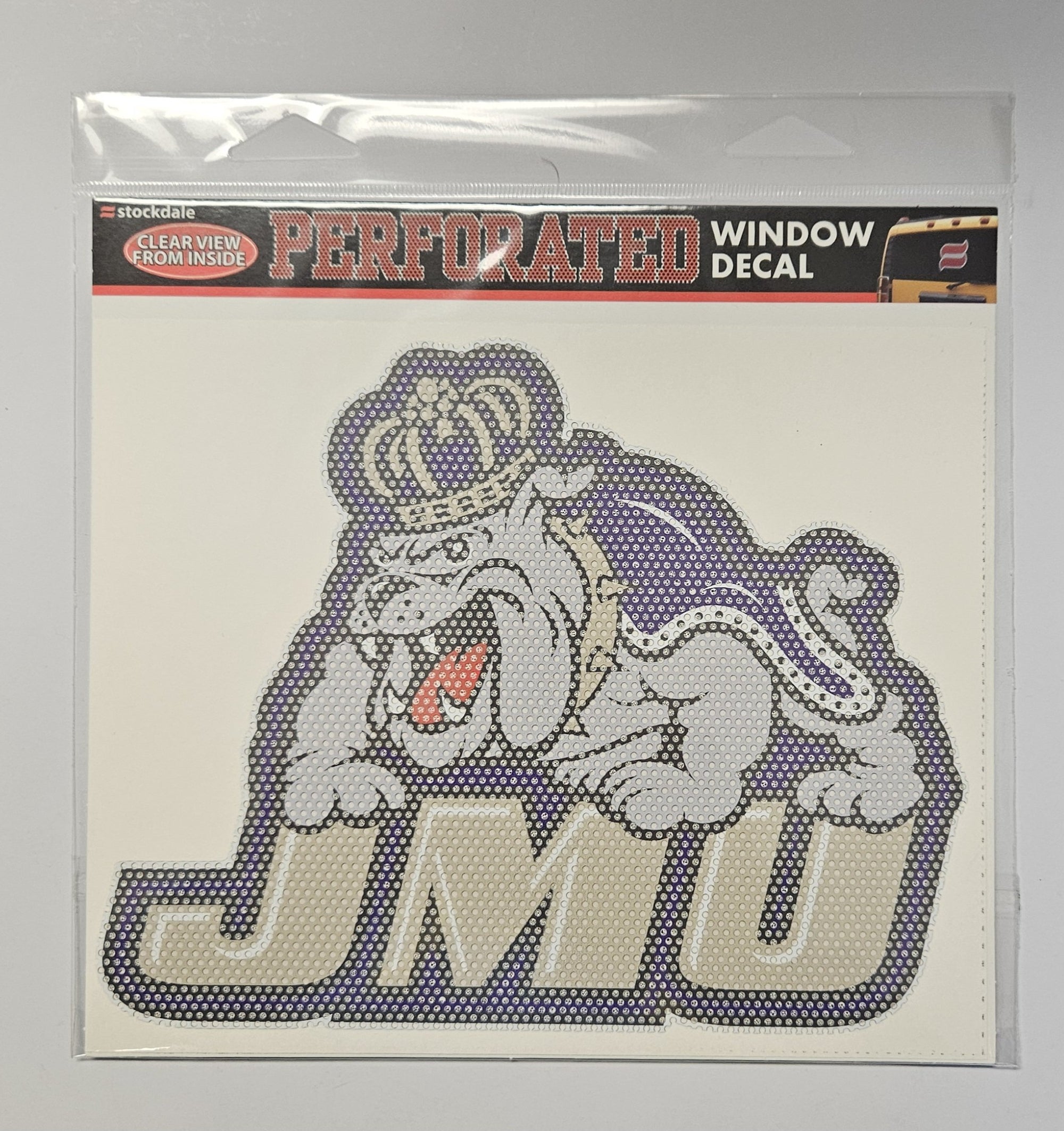 James Madison University Dukes 8 Inch Preforated Window Film Decal Sticker, One-Way Vision Technology, Peel & Stick Application, Officially Licensed