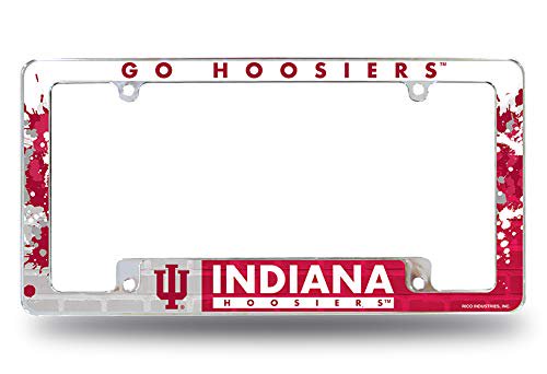 Indiana University Hoosiers Premium Metal License Plate Frame Tag Cover, All Over Design, 12x6 inch, Pre-Drilled Holes, Officially Licensed