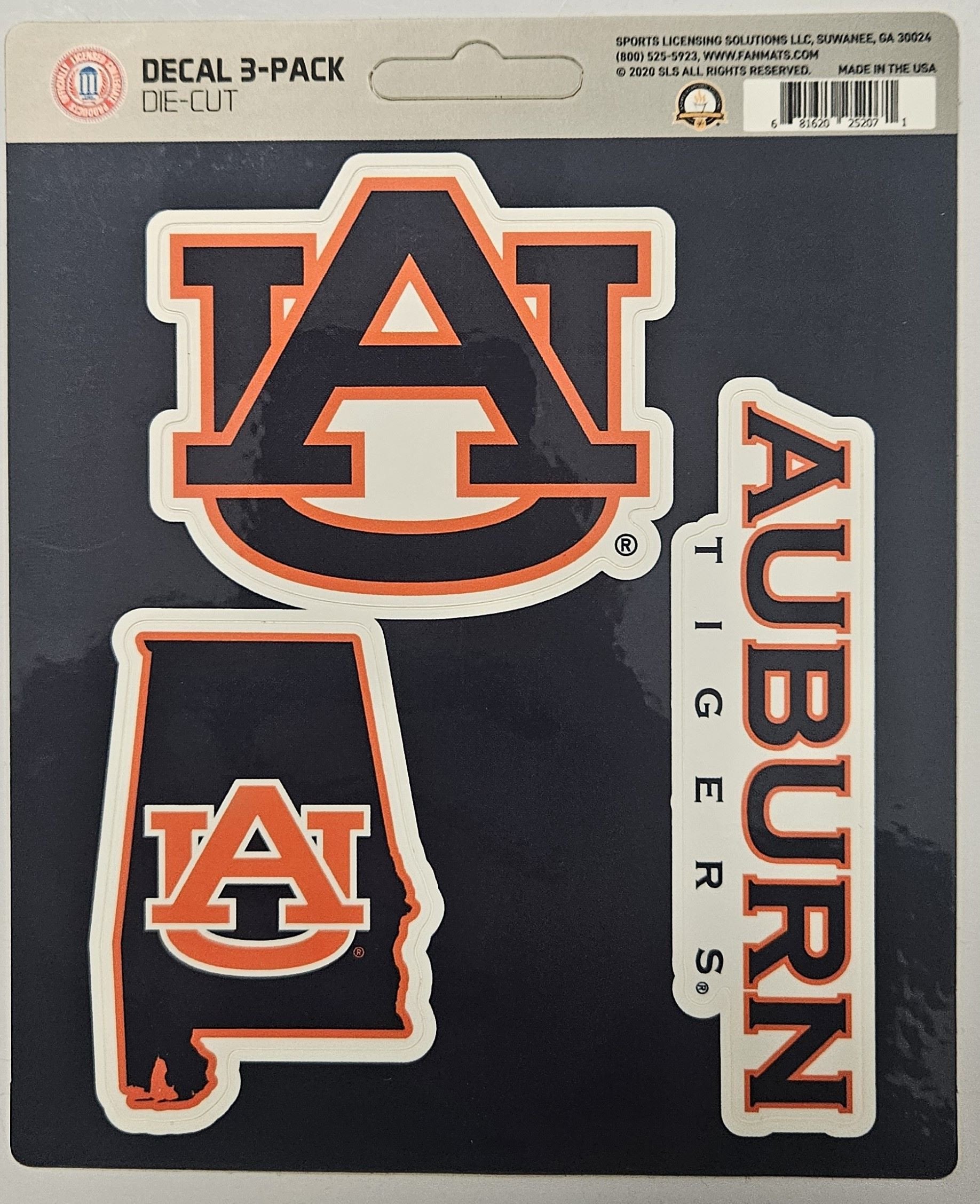 Auburn University Tigers 3 Piece Die Cut Decal Triple Sticker Sheet, 5x7 Inch, Peel & Stick Application, Full Adhesive Backing, Officially Licensed