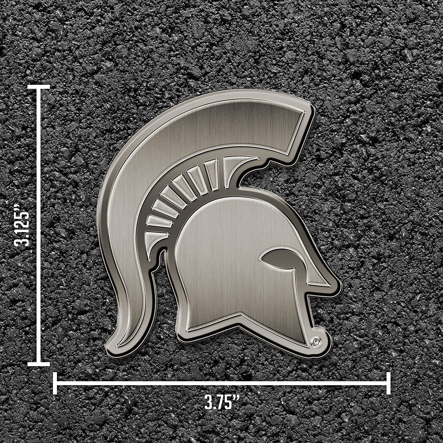 Michigan State University Spartans Solid Metal Auto Emblem Antique Nickel for Car/Truck/SUV