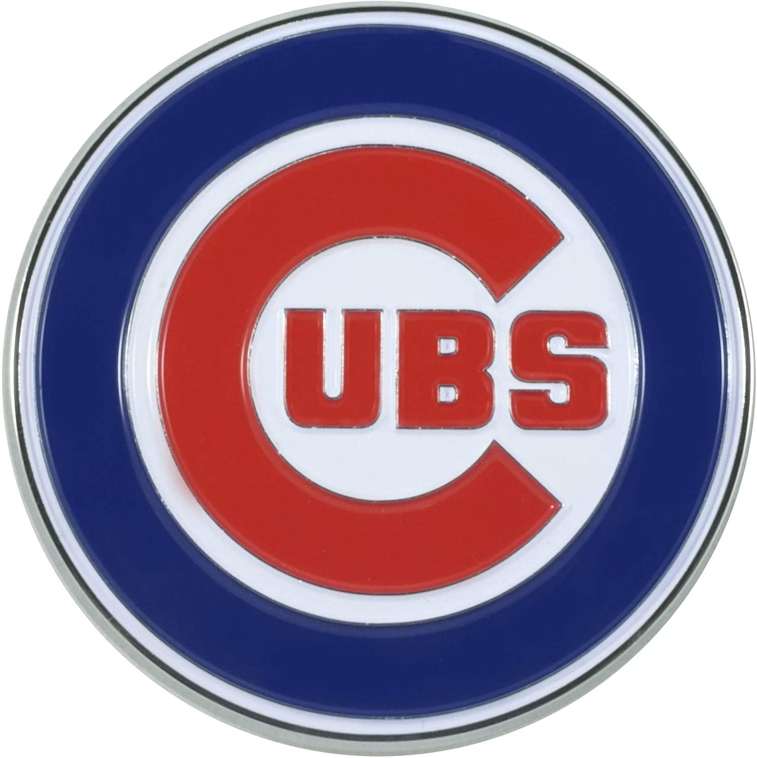 Chicago Cubs Solid Metal Color Auto Emblem, Raised, 3.5 Inch, Adhesive Backing
