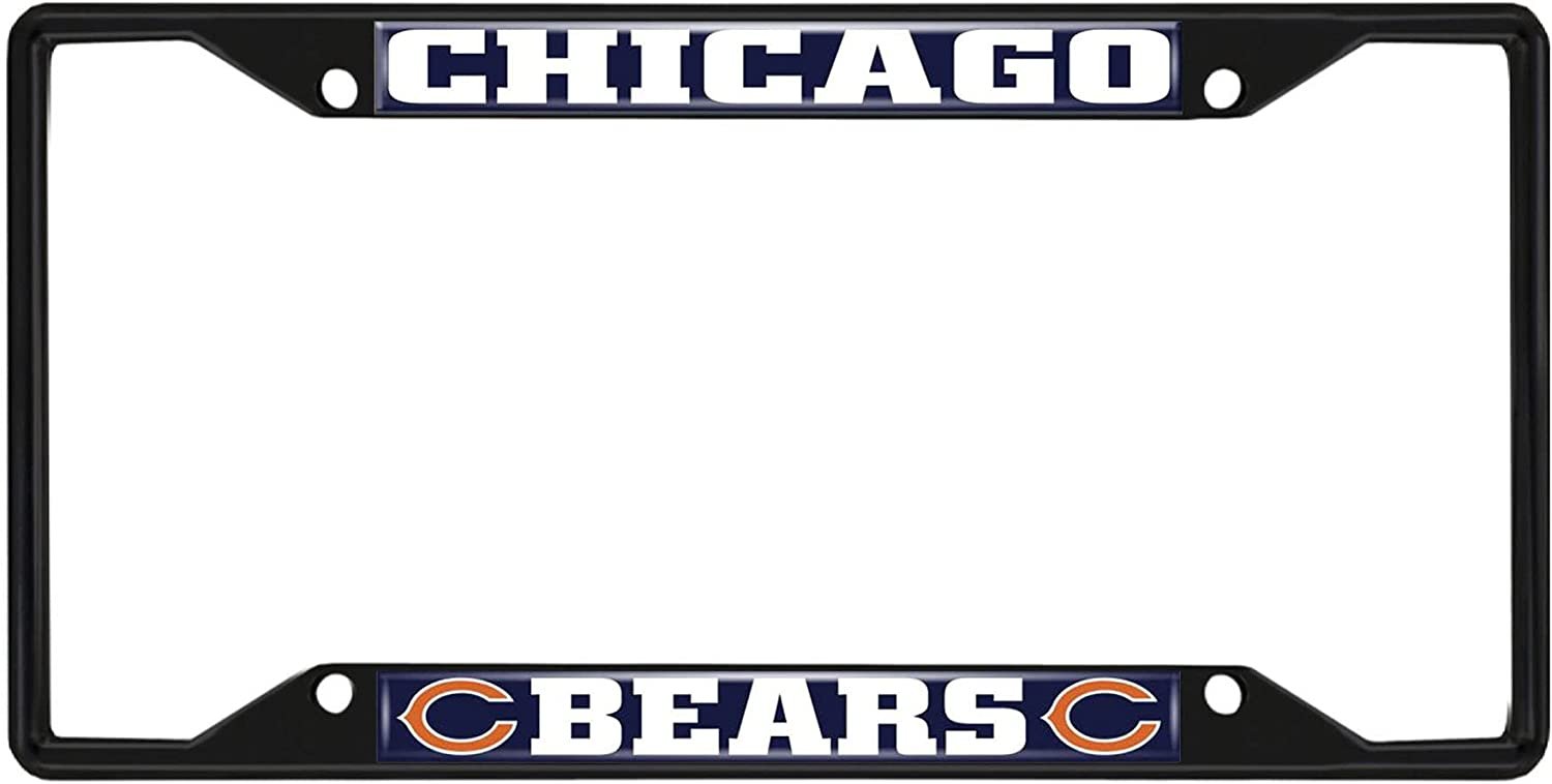 Chicago Bears Black Metal License Plate Frame Tag Cover 6.25x12.25 Inches