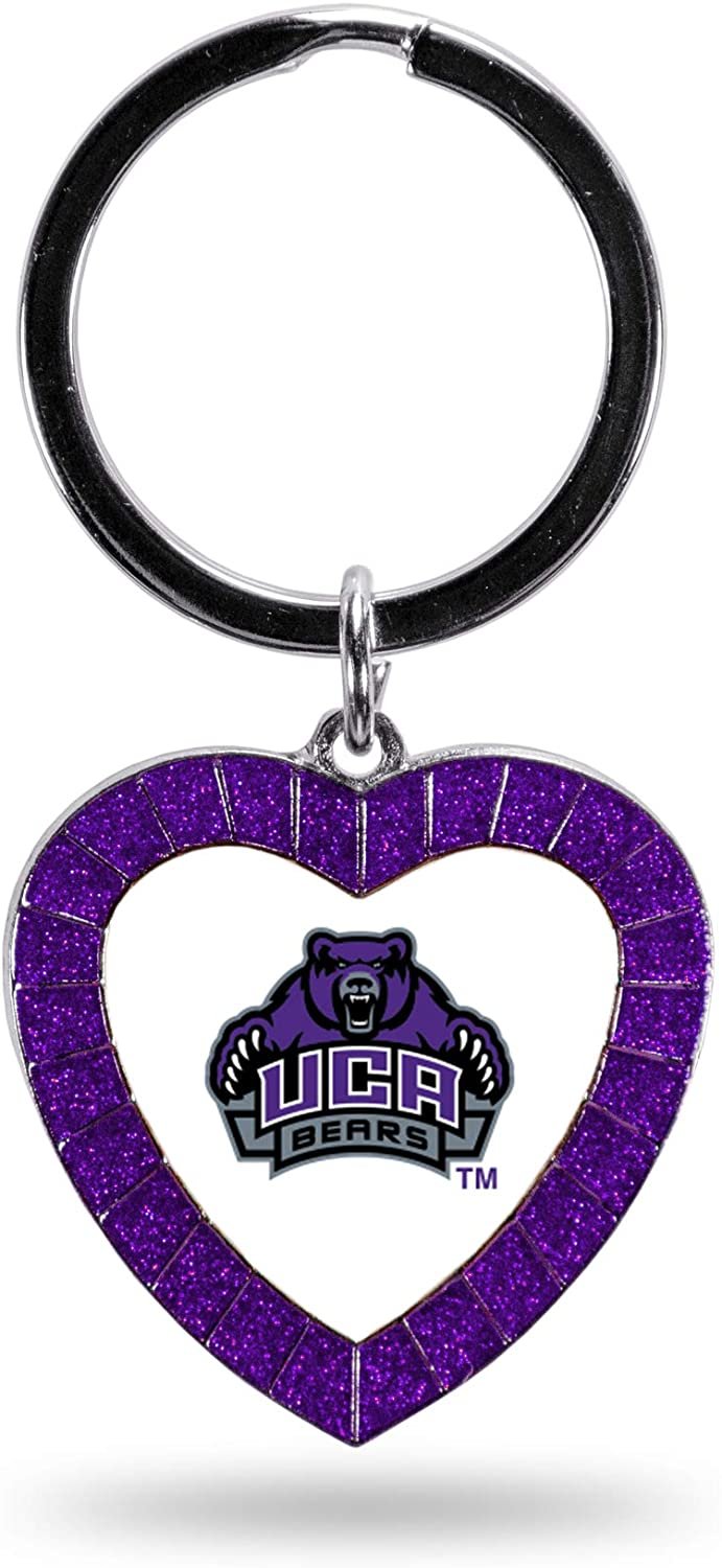 NCAA Central Arkansas Bears NCAA Rhinestone Heart Colored Keychain, Purple, 3-inches in length
