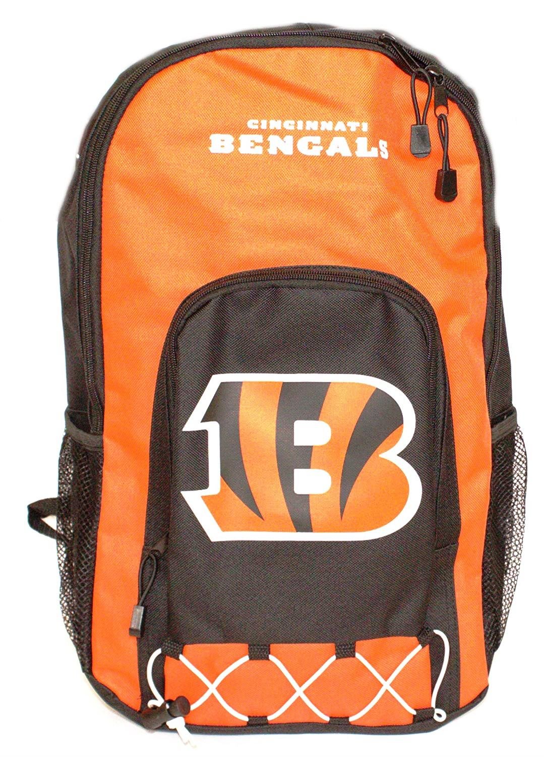 Cincinnati Bengals Premium Backpack Heavy Duty Full Team Color Echo Bunge Style Padded Straps 14x6x6 Inches, Officially Licensed