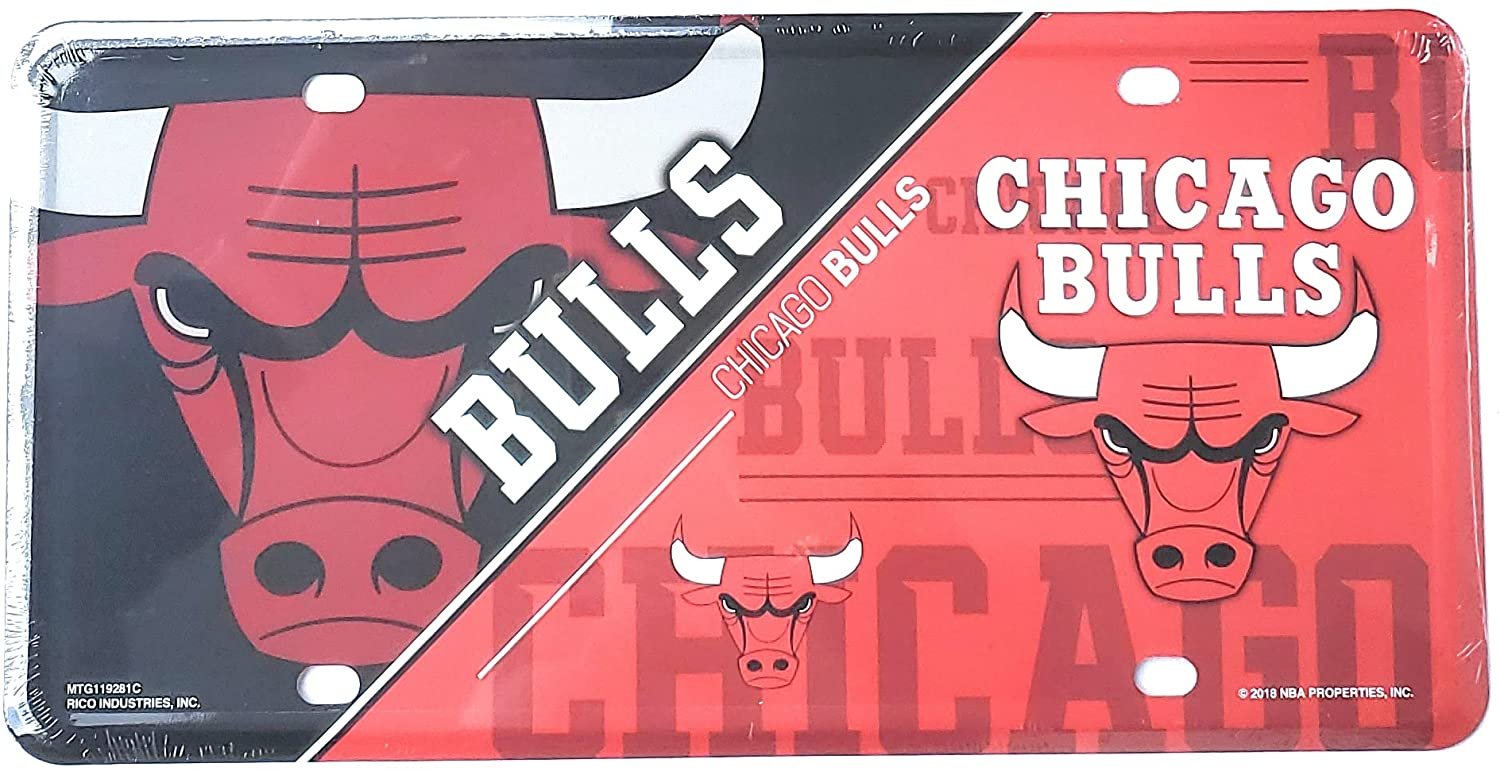 Chicago Bulls Metal Auto Tag License Plate, Split Design, 6x12 Inch
